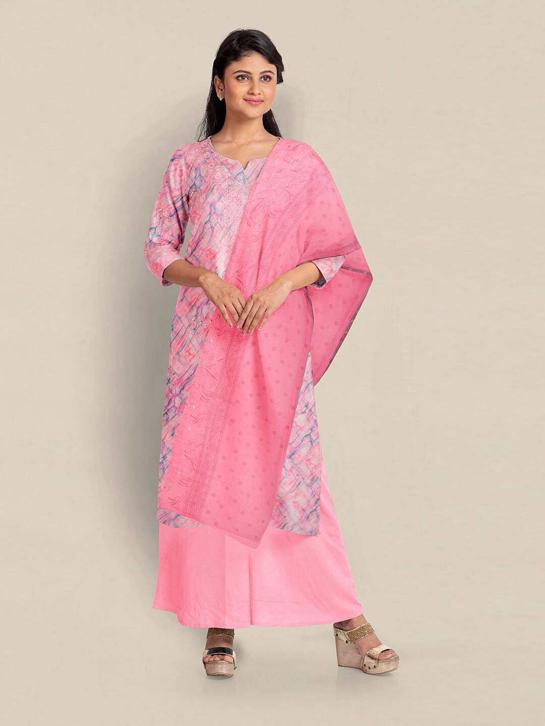 

Pothys Unstitched Dress Material, Pink