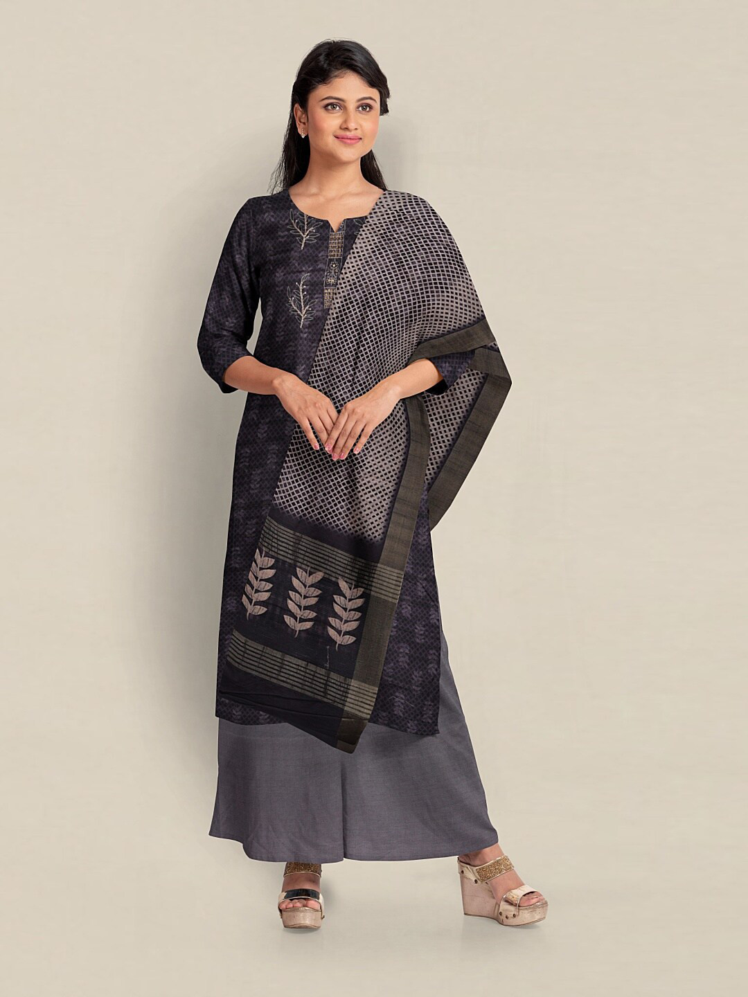 

Pothys Unstitched Dress Material, Grey