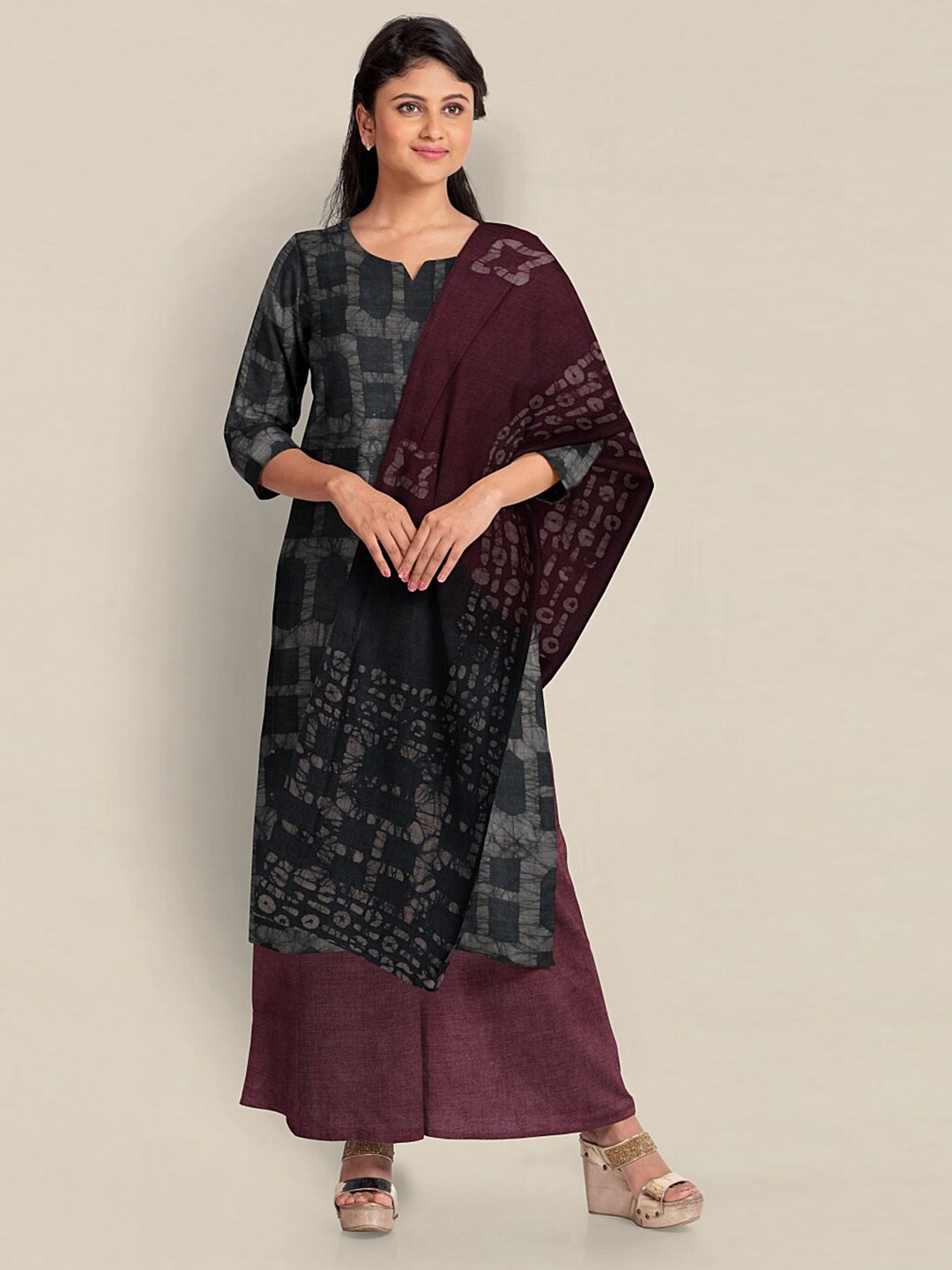 

Pothys Printed Unstitched Dress Material, Grey