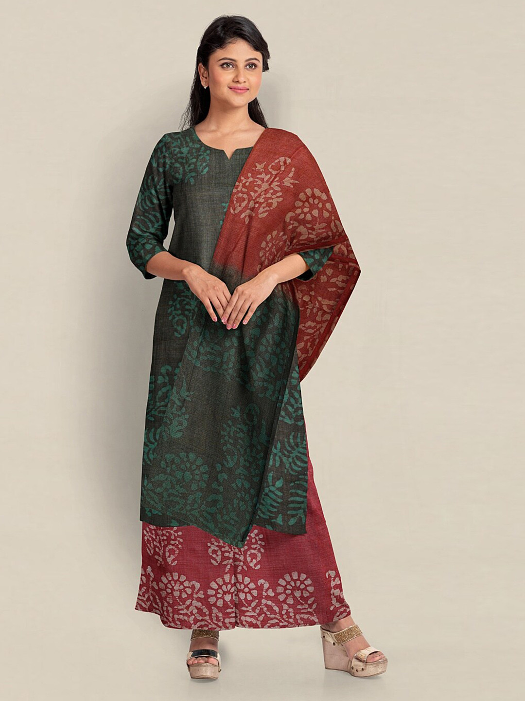

Pothys Printed Unstitched Dress Material, Grey