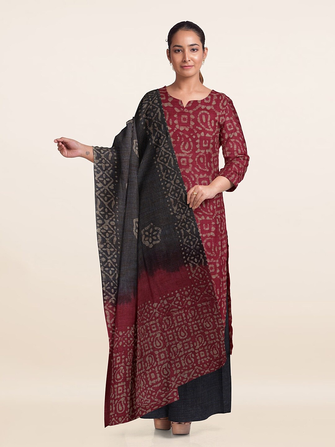 

Pothys Printed Unstitched Dress Material, Pink