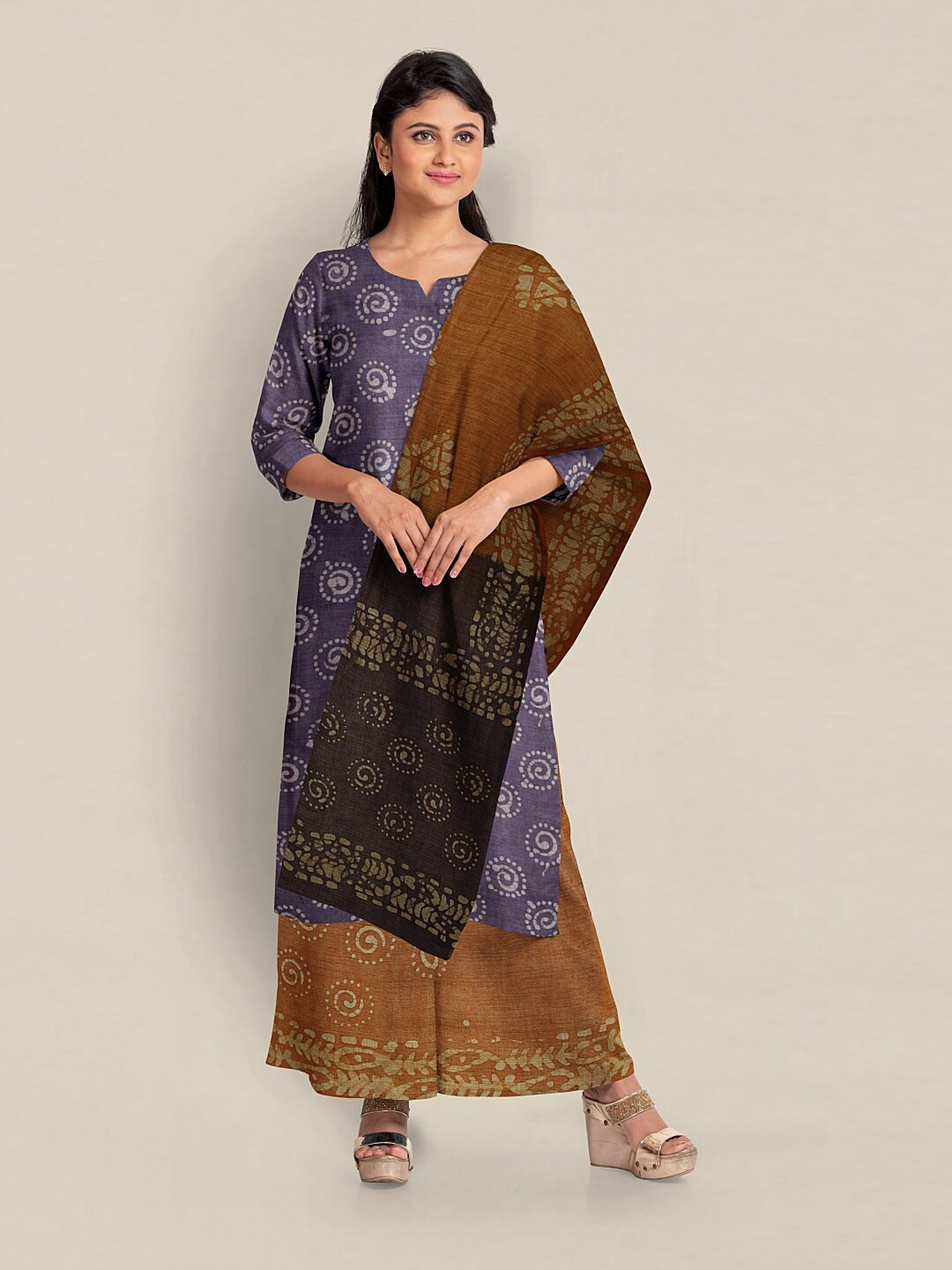 

Pothys Printed Unstitched Dress Material, Purple