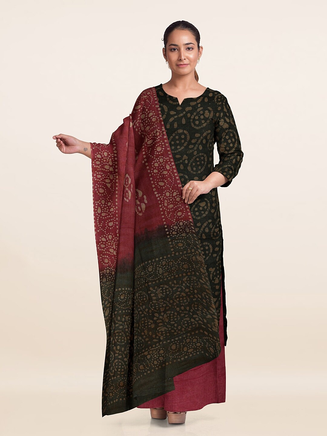 

Pothys Printed Unstitched Dress Material, Brown