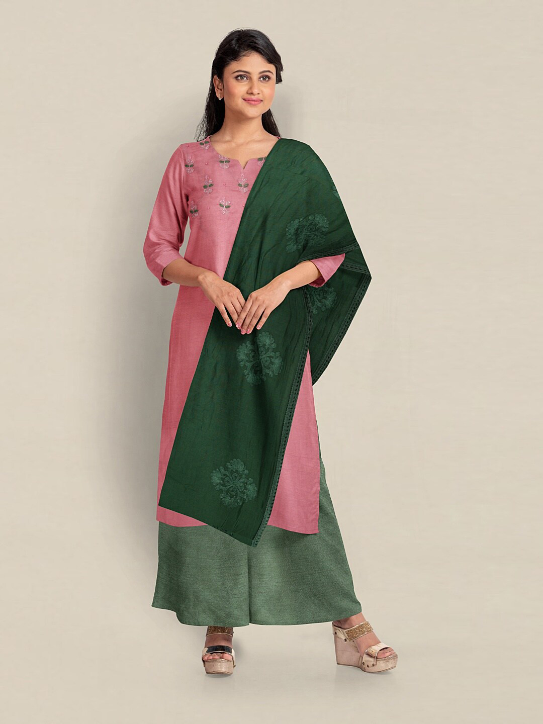 

Pothys Art Silk Unstitched Dress Material, Pink