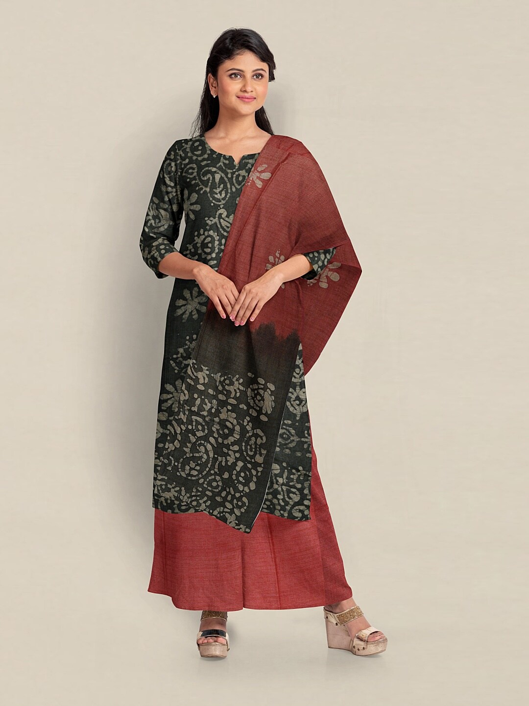 

Pothys Printed Unstitched Dress Material, Grey