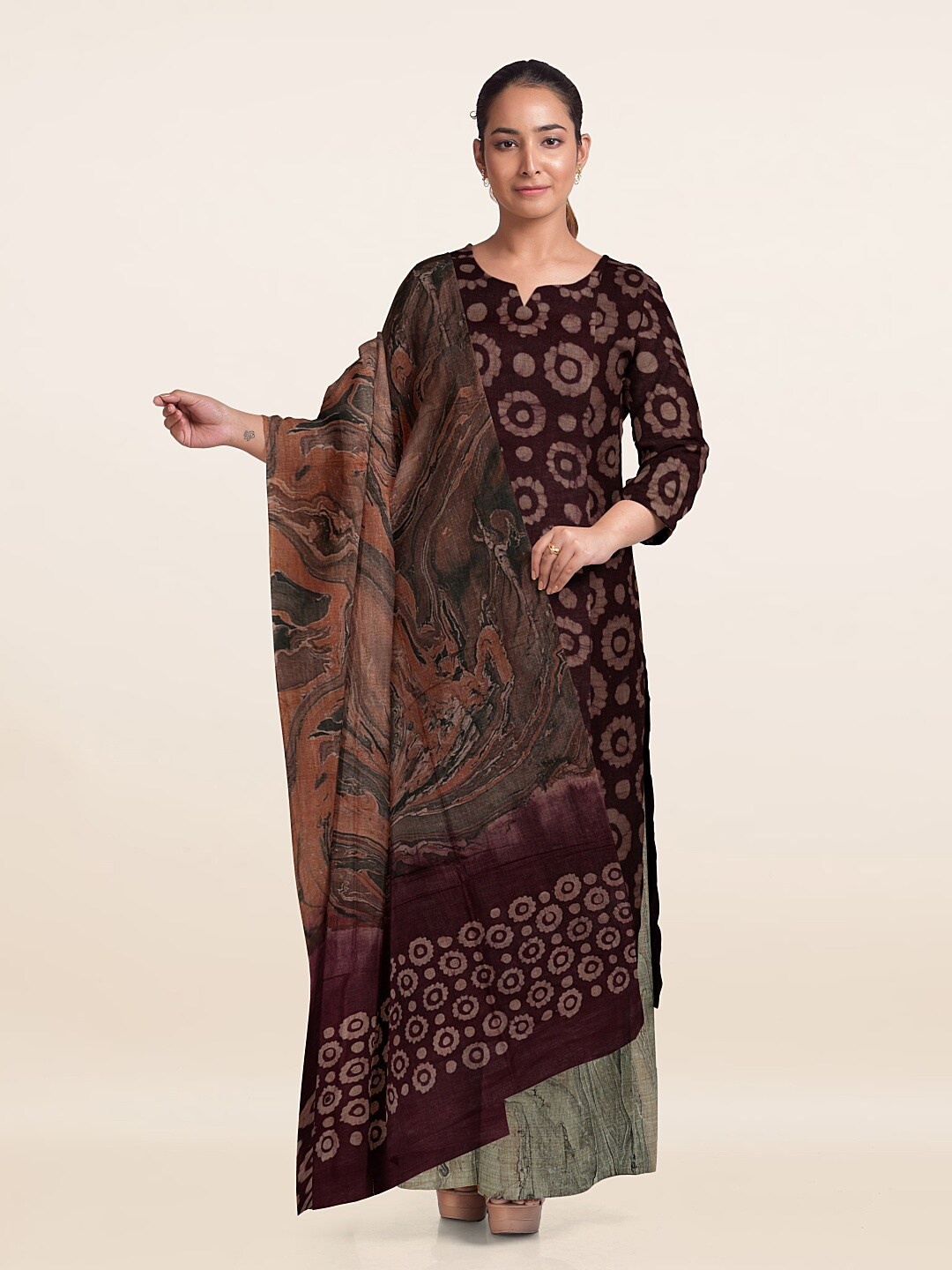 

Pothys Unstitched Dress Material, Magenta