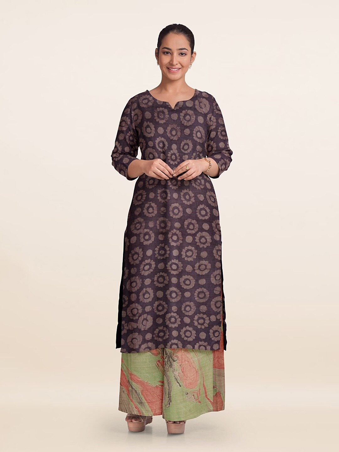 

Pothys Printed Unstitched Dress Material, Purple