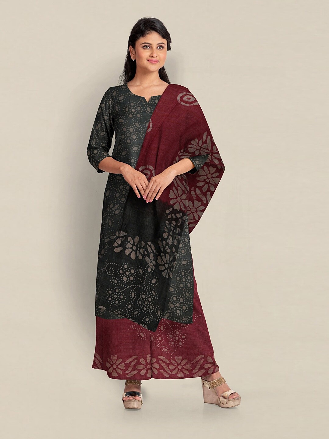 

Pothys Printed Unstitched Dress Material, Grey