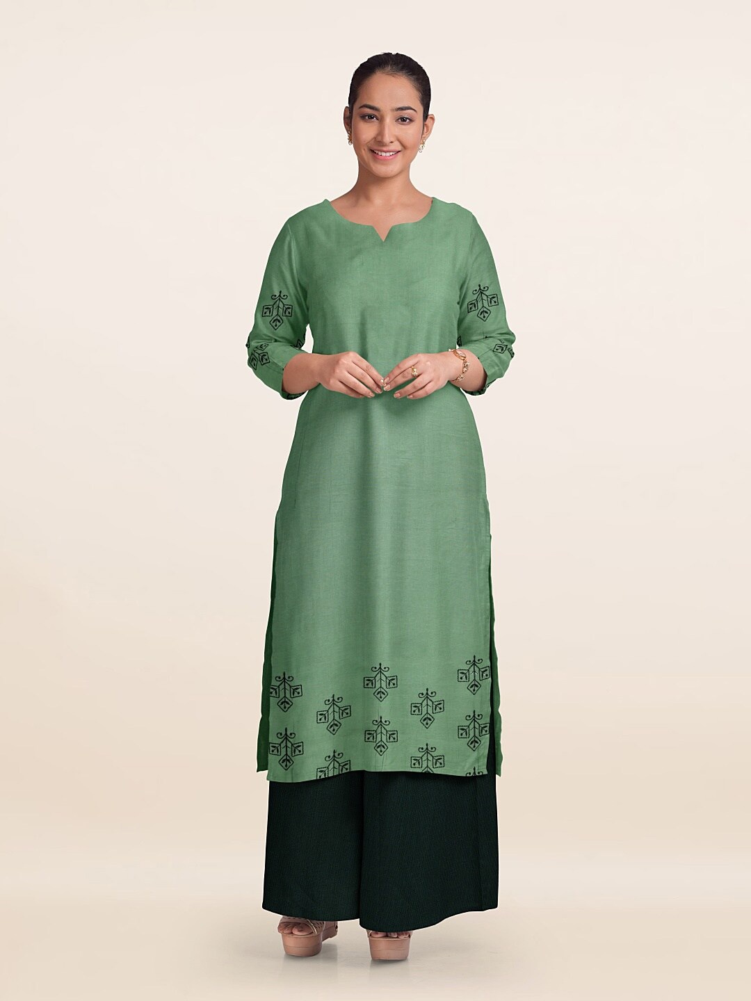 

Pothys Embroidered Unstitched Dress Material, Green