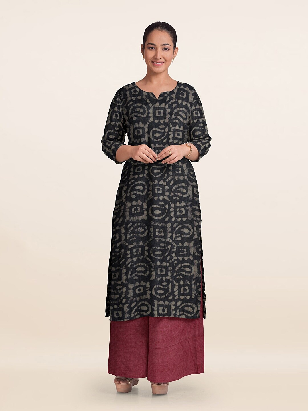 

Pothys Dyed Unstitched Dress Material, Navy blue