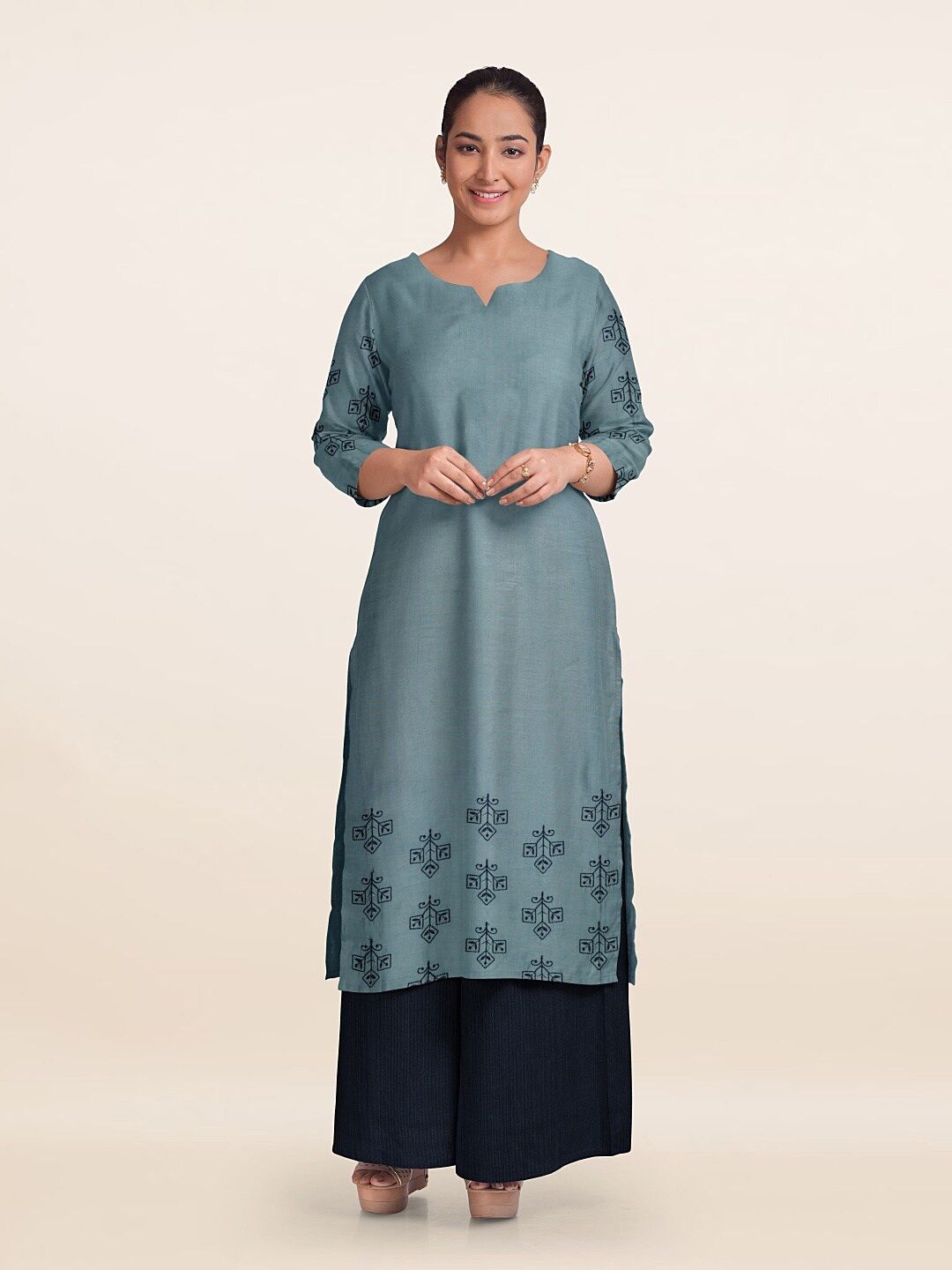 

Pothys Unstitched Dress Material, Blue