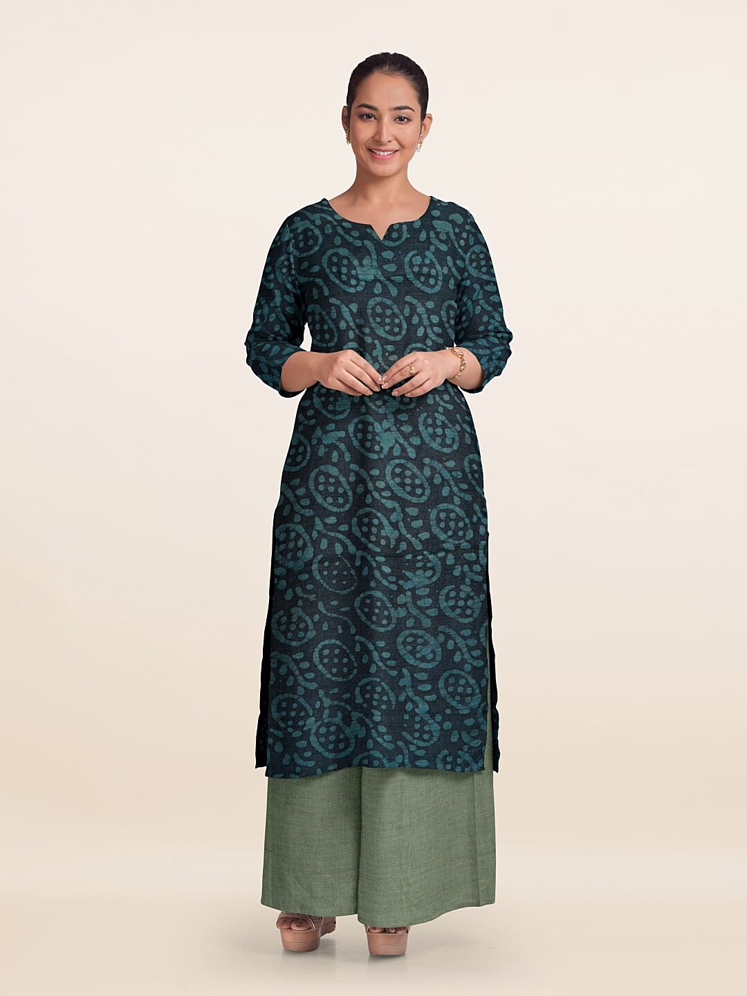 

Pothys Unstitched Dress Material, Blue