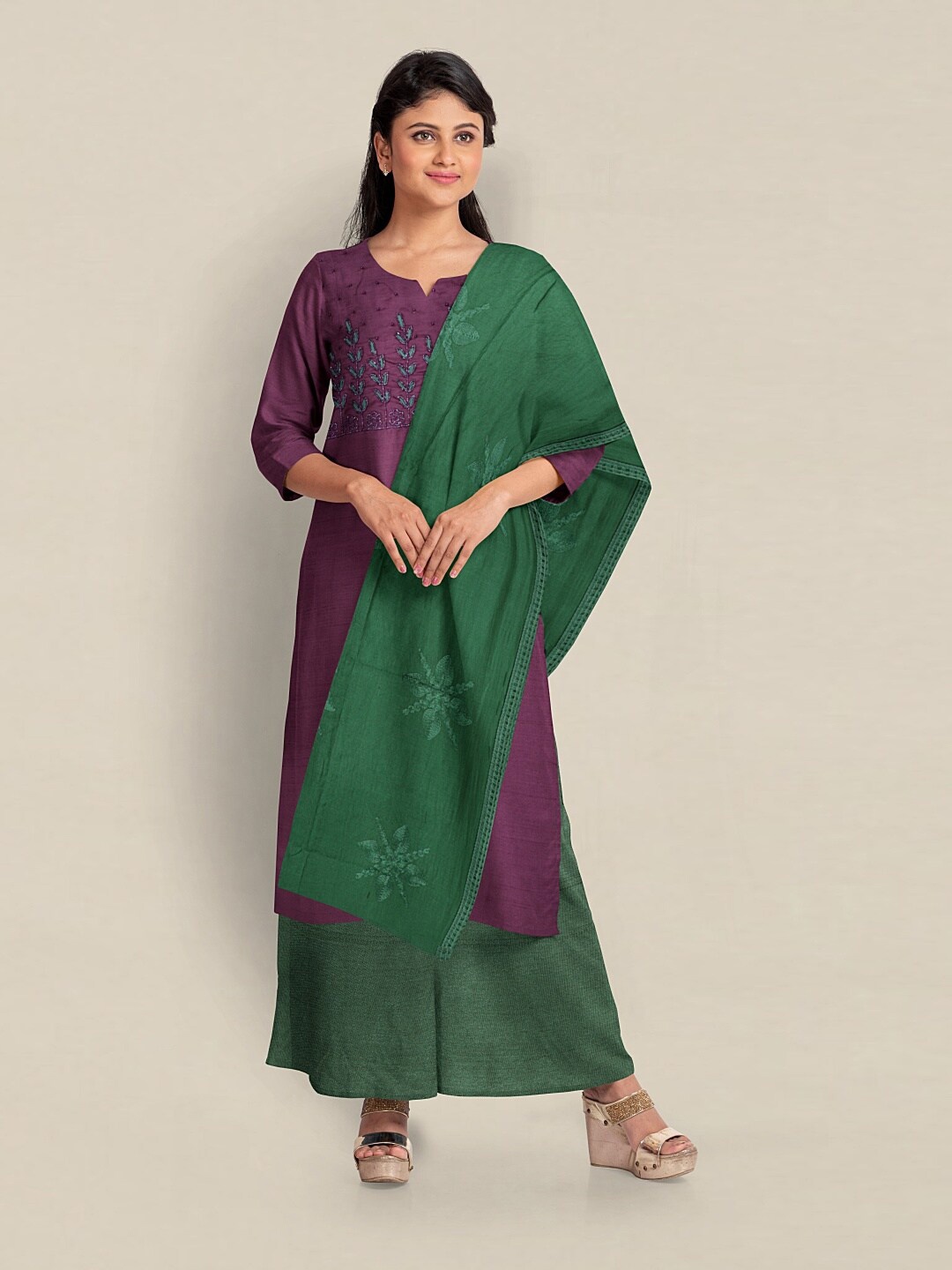 

Pothys Printed Unstitched Dress Material, Mauve