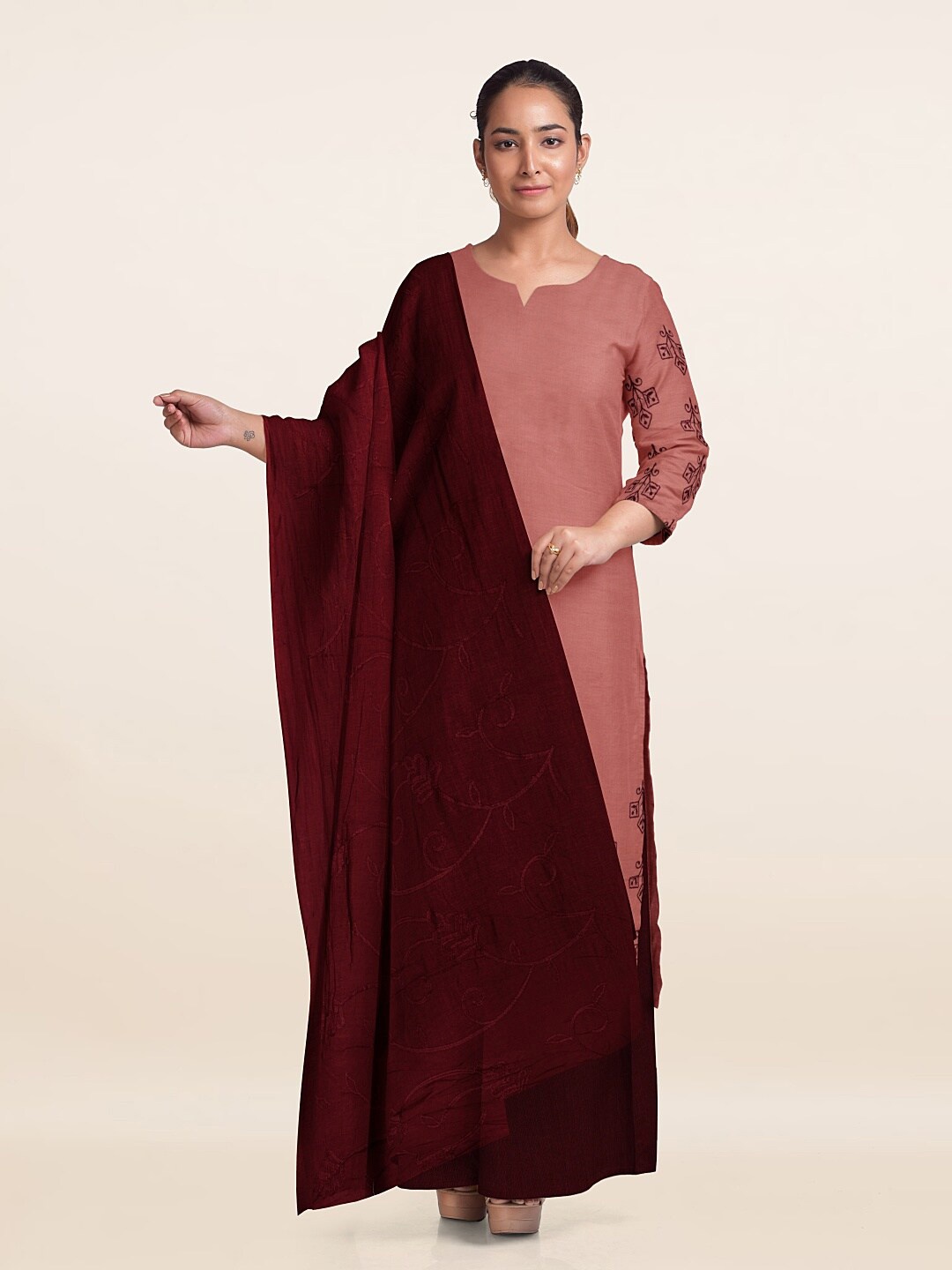 

Pothys Embroidered Unstitched Dress Material, Pink