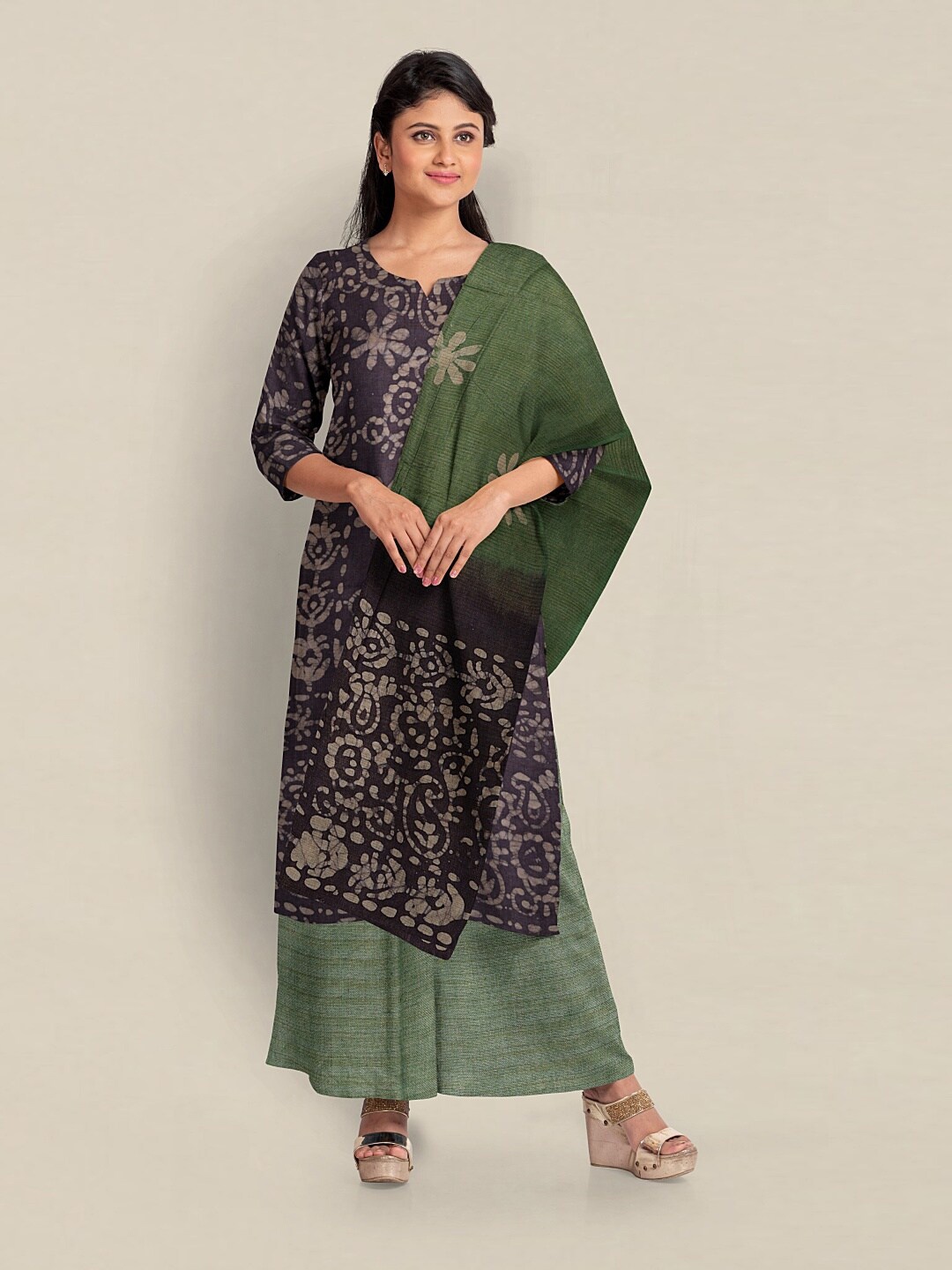 

Pothys Printed Unstitched Dress Material, Purple