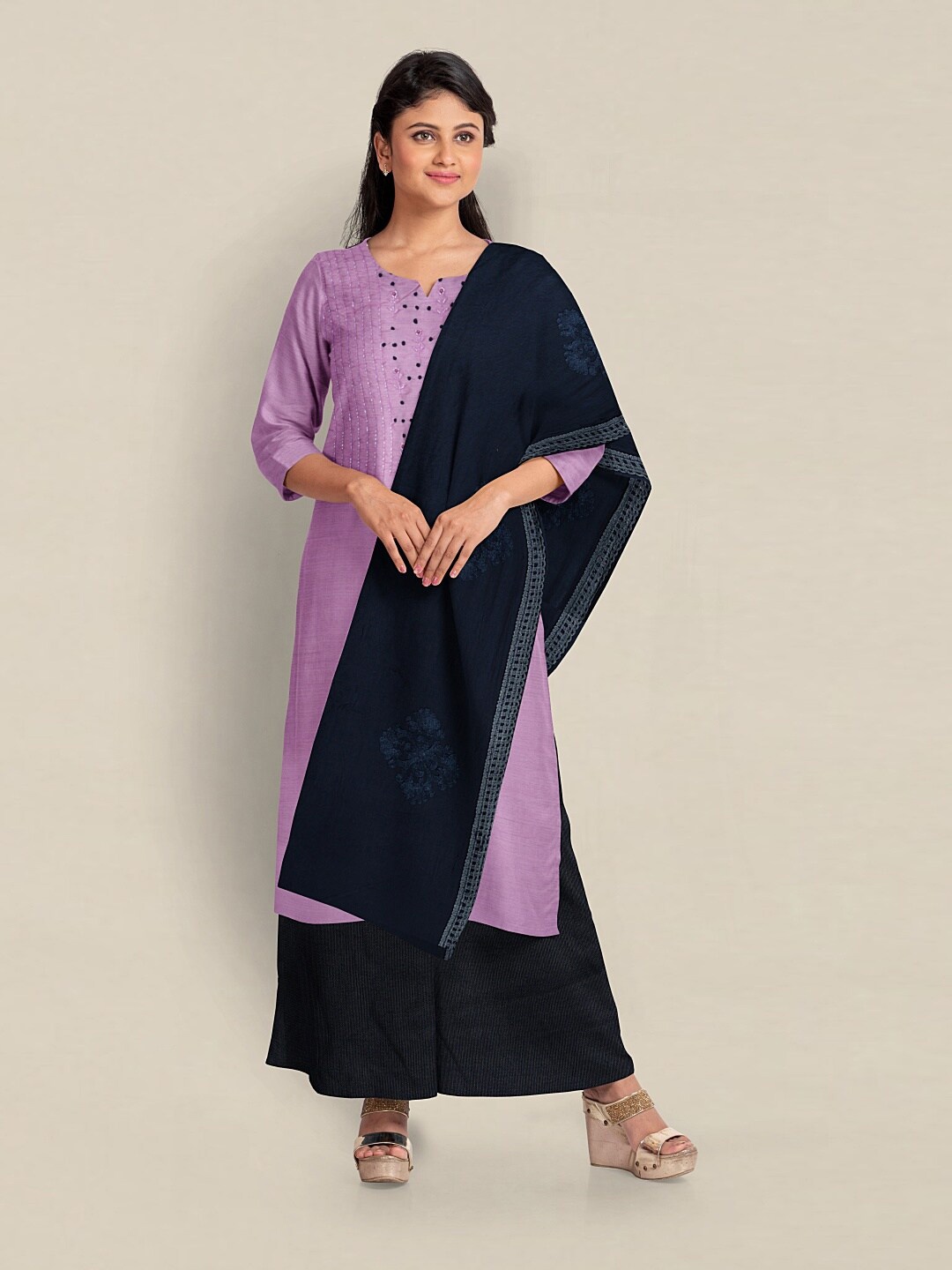 

Pothys Art Silk Unstitched Dress Material, Lavender