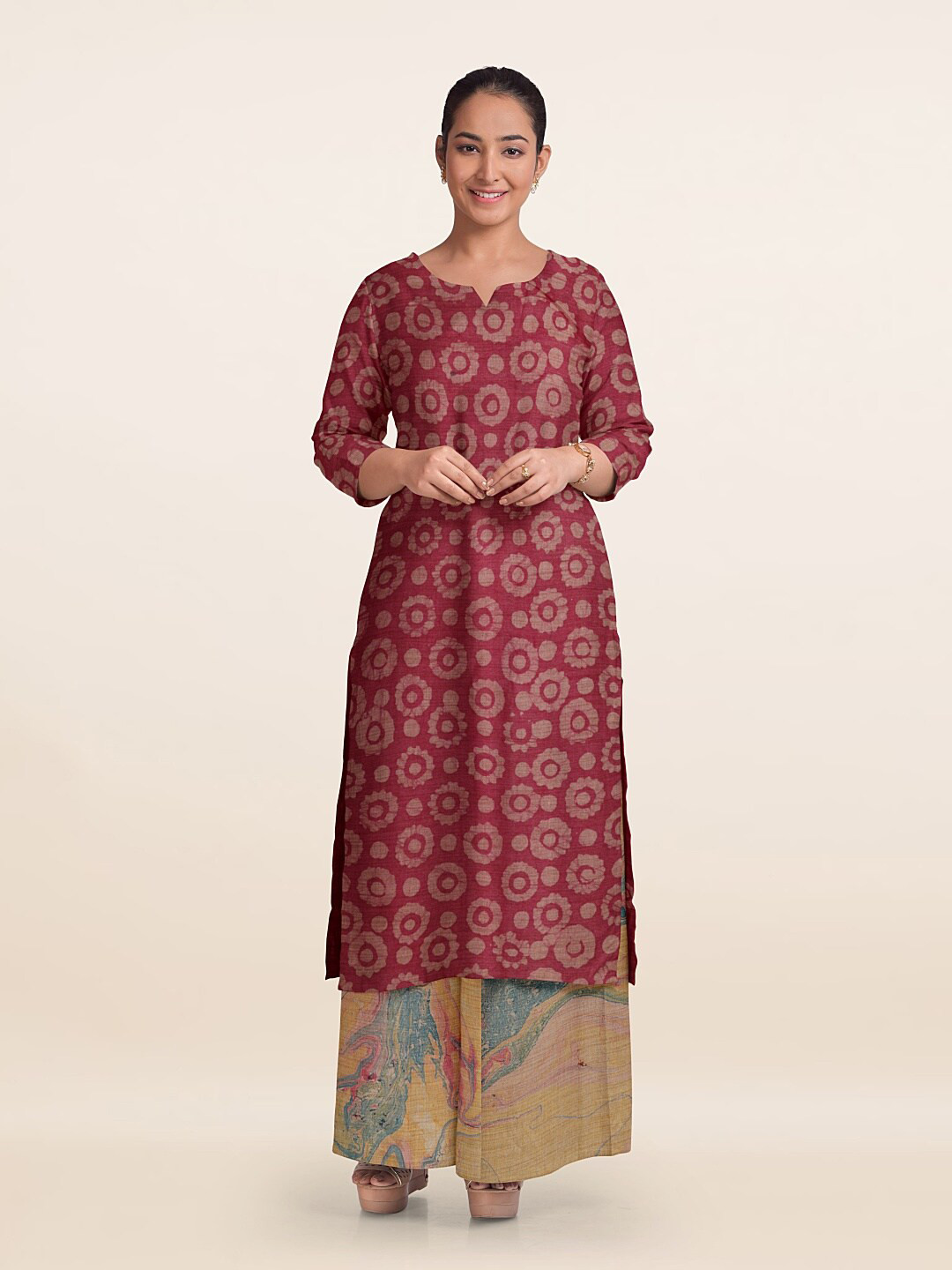 

Pothys Printed Unstitched Dress Material, Pink