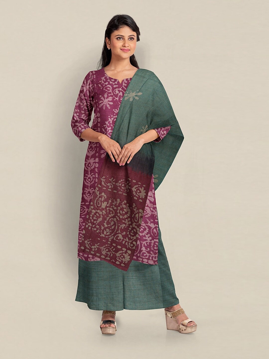 

Pothys Printed Unstitched Dress Material, Purple