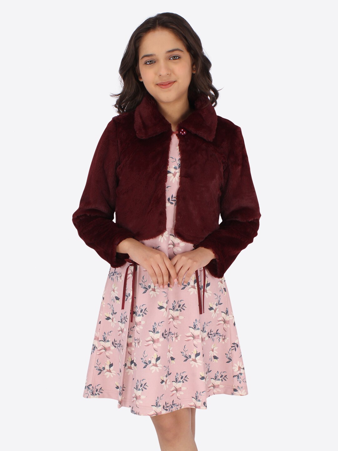 

CUTECUMBER Floral A-Line Dress With Jacket, Pink