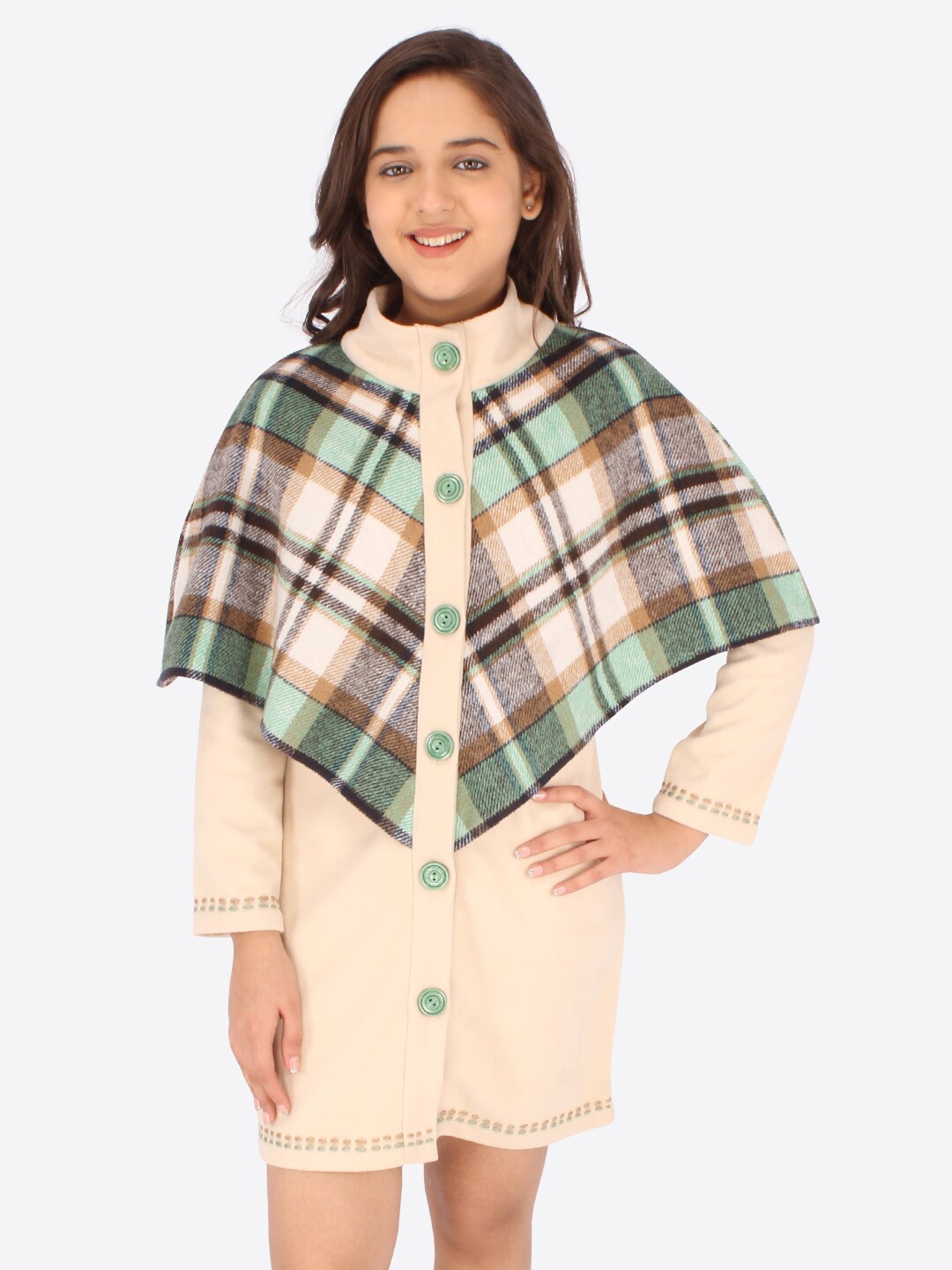 CUTECUMBER Checked A-Line Dress, Cream