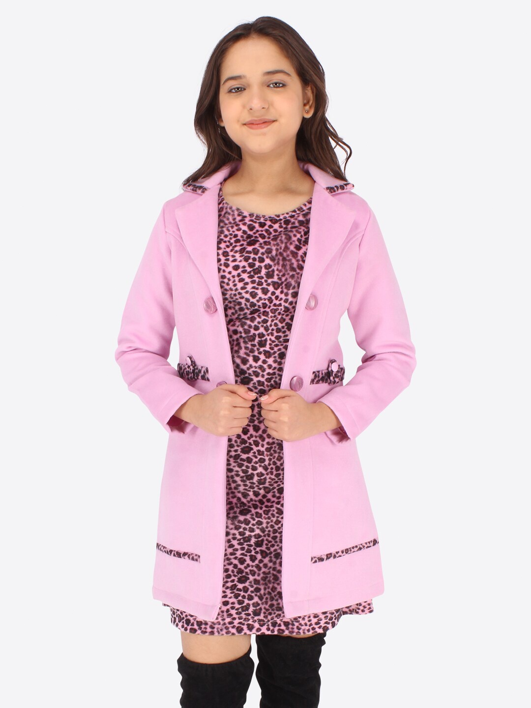 

CUTECUMBER Animal Printed A-Line Dress With Jacket, Purple