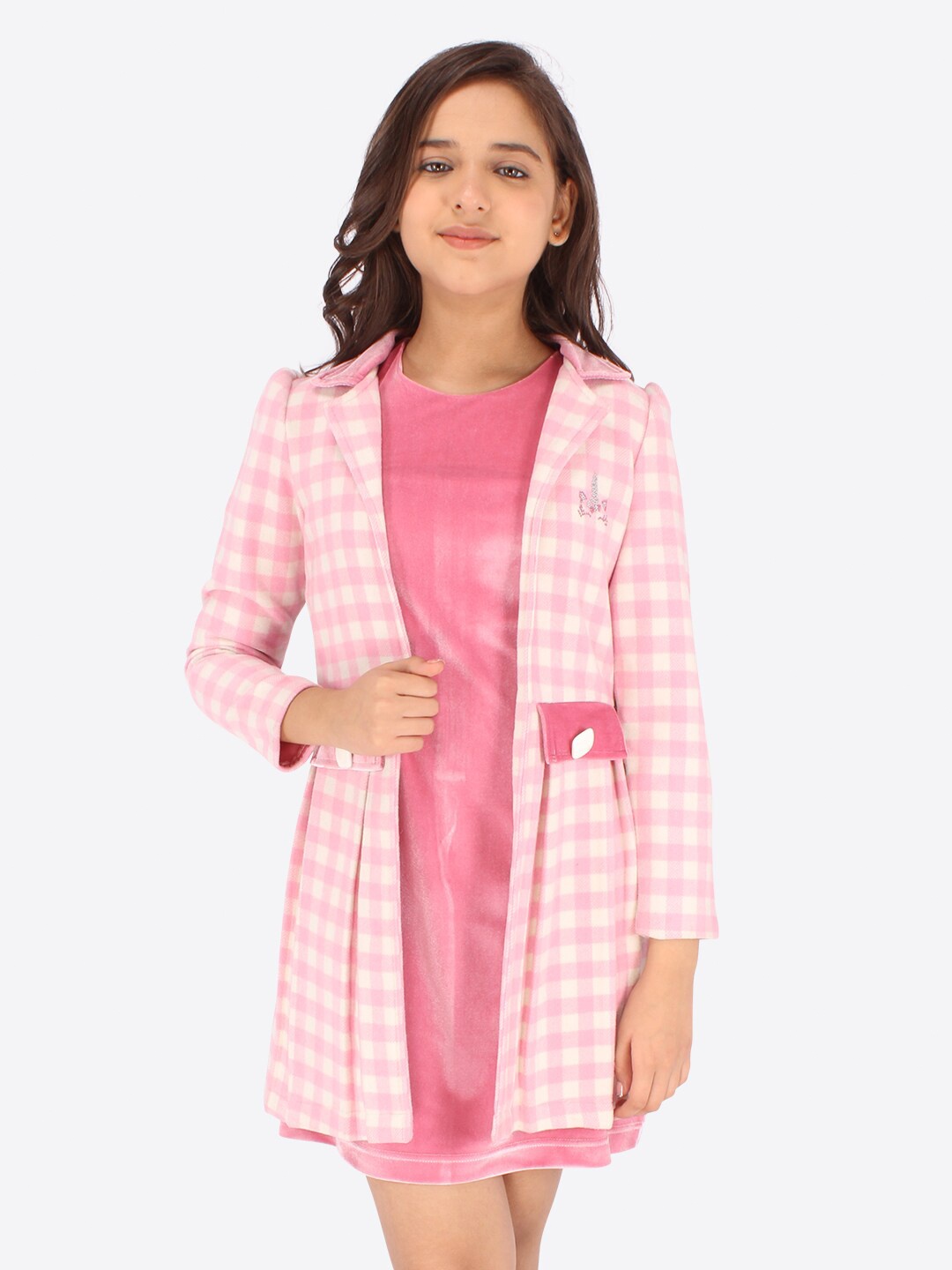 

CUTECUMBER Velvet A-Line Dress With Jacket, Pink