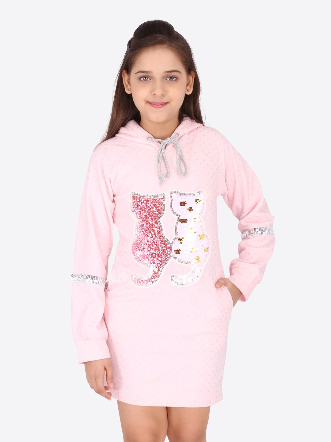 

CUTECUMBER Girls Hooded Shirt Dress, Pink