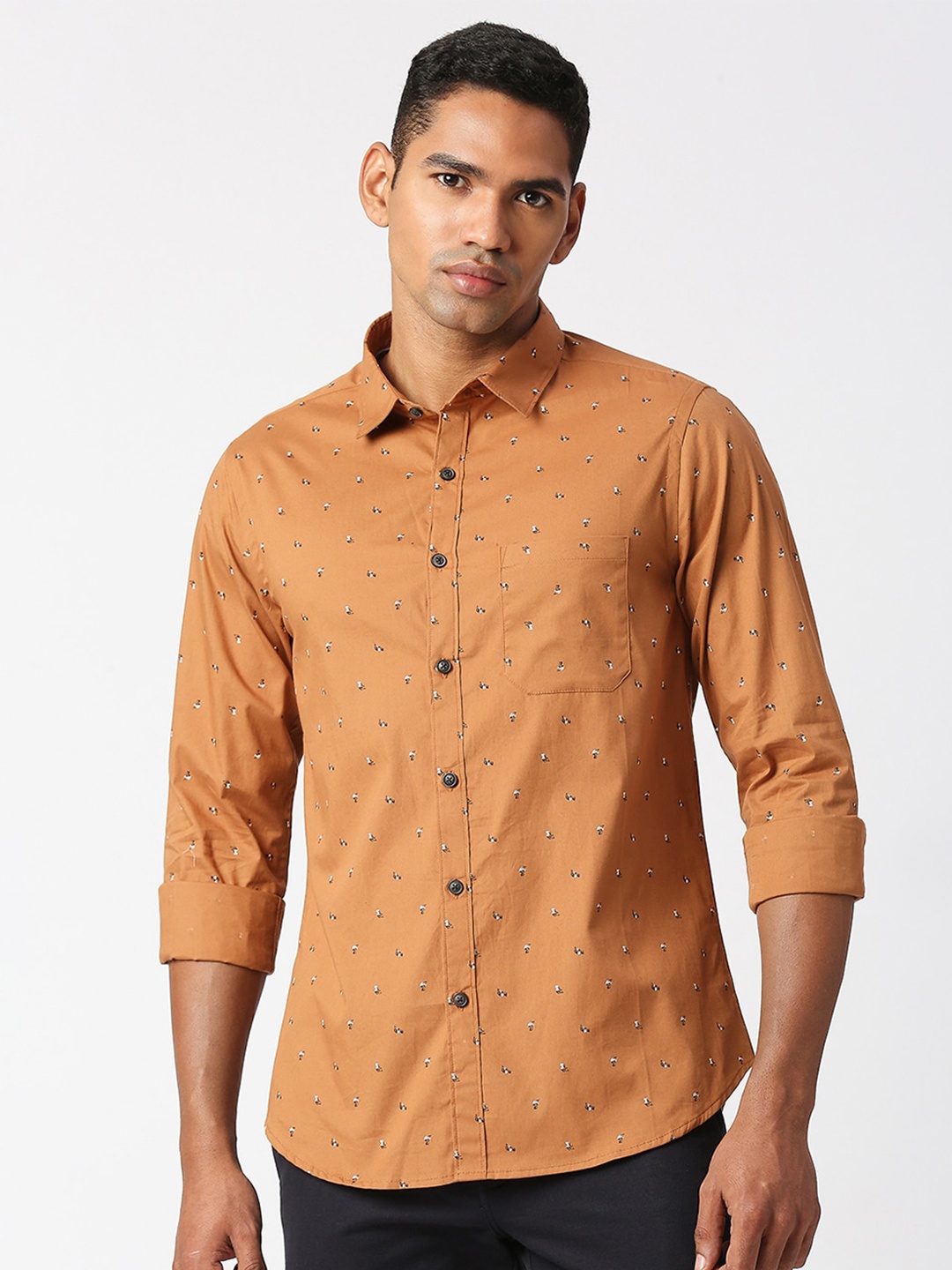 

VALEN CLUB Men Slim Fit Floral Printed Casual Shirt, Mustard