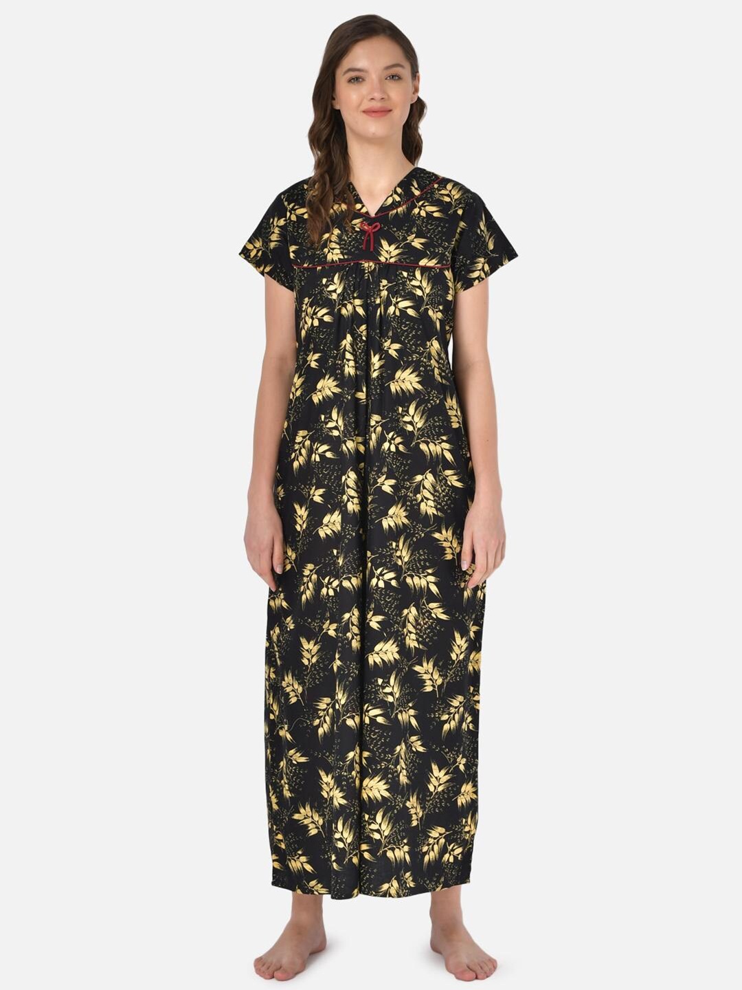 

Klamotten Pure Cotton Floral Printed Maxi Nightdress, Black