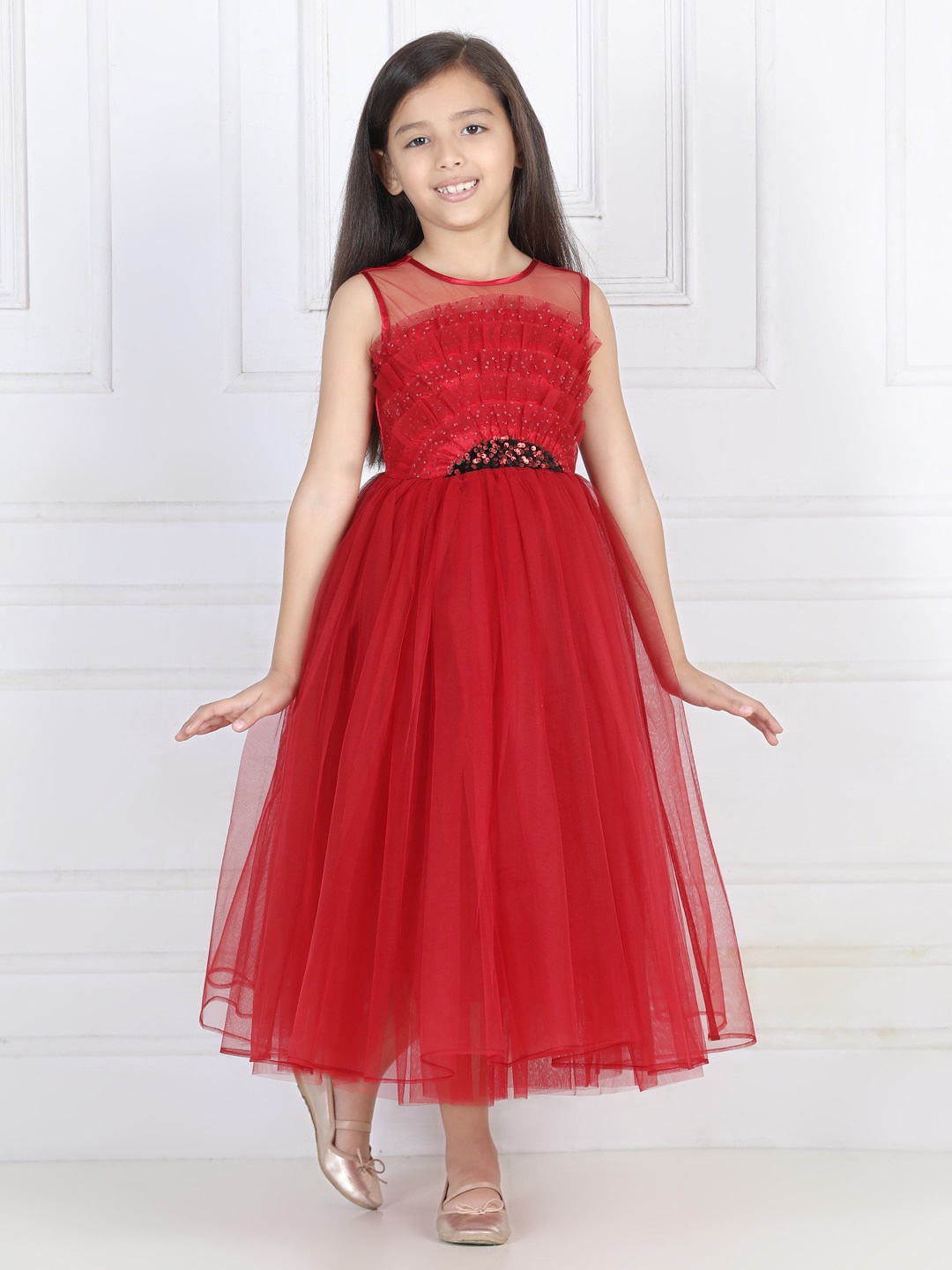Toy Balloon kids Fit And Flare Dress, Maroon