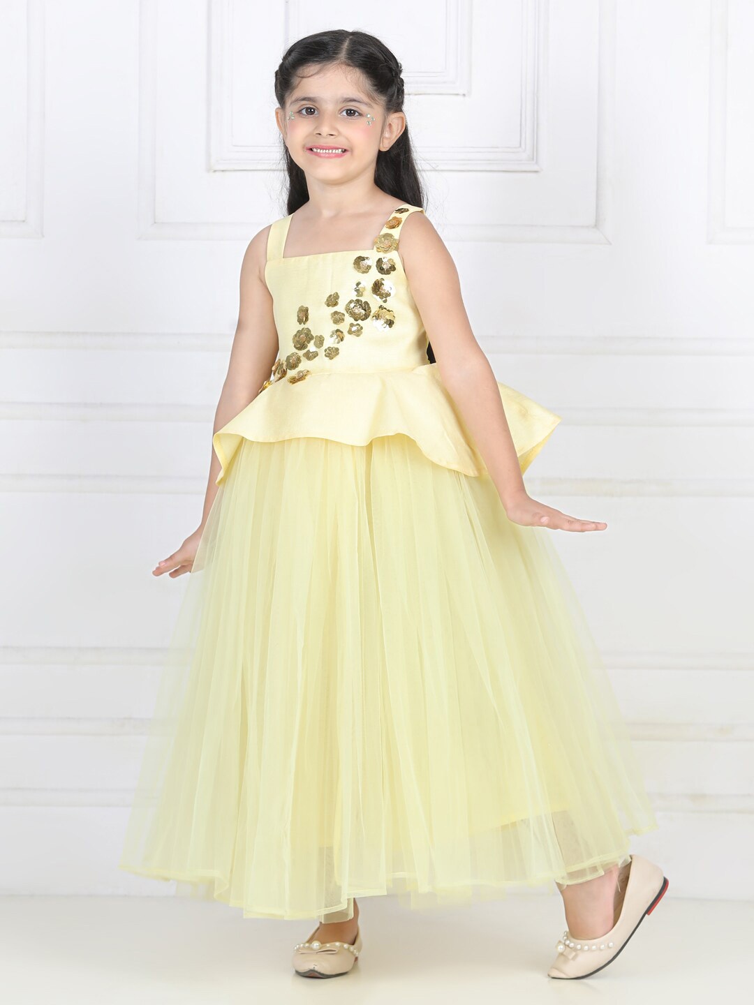 

Toy Balloon kids Girls Net Maxi Dress, Yellow