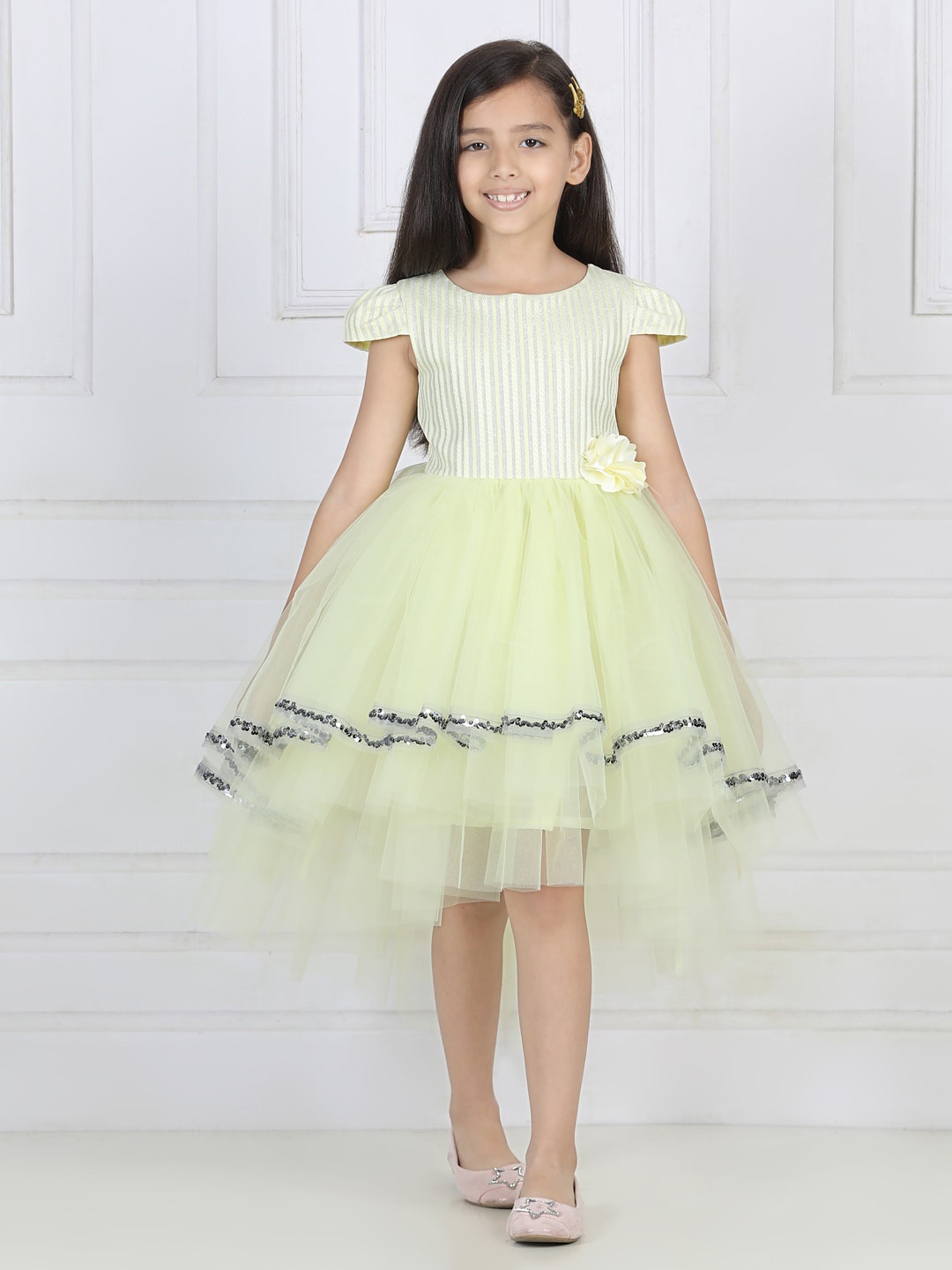

Toy Balloon kids Striped Fit And Flare Dress, Yellow