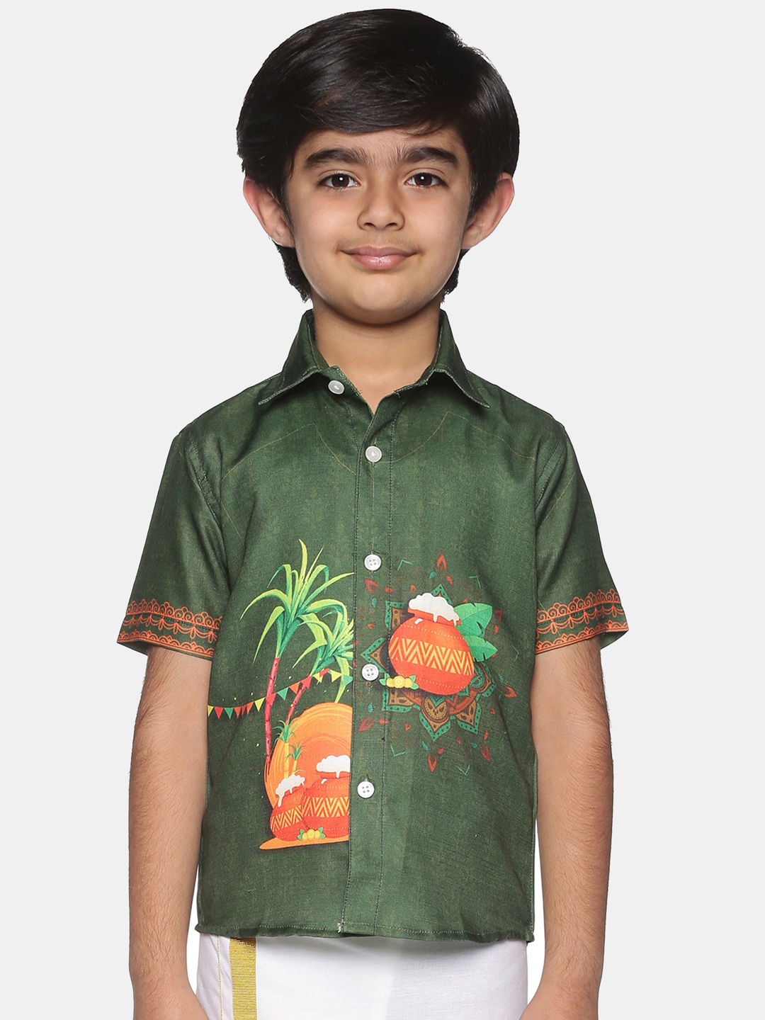 

Sethukrishna Boys Printed Regular Fit Casual Shirt, Olive