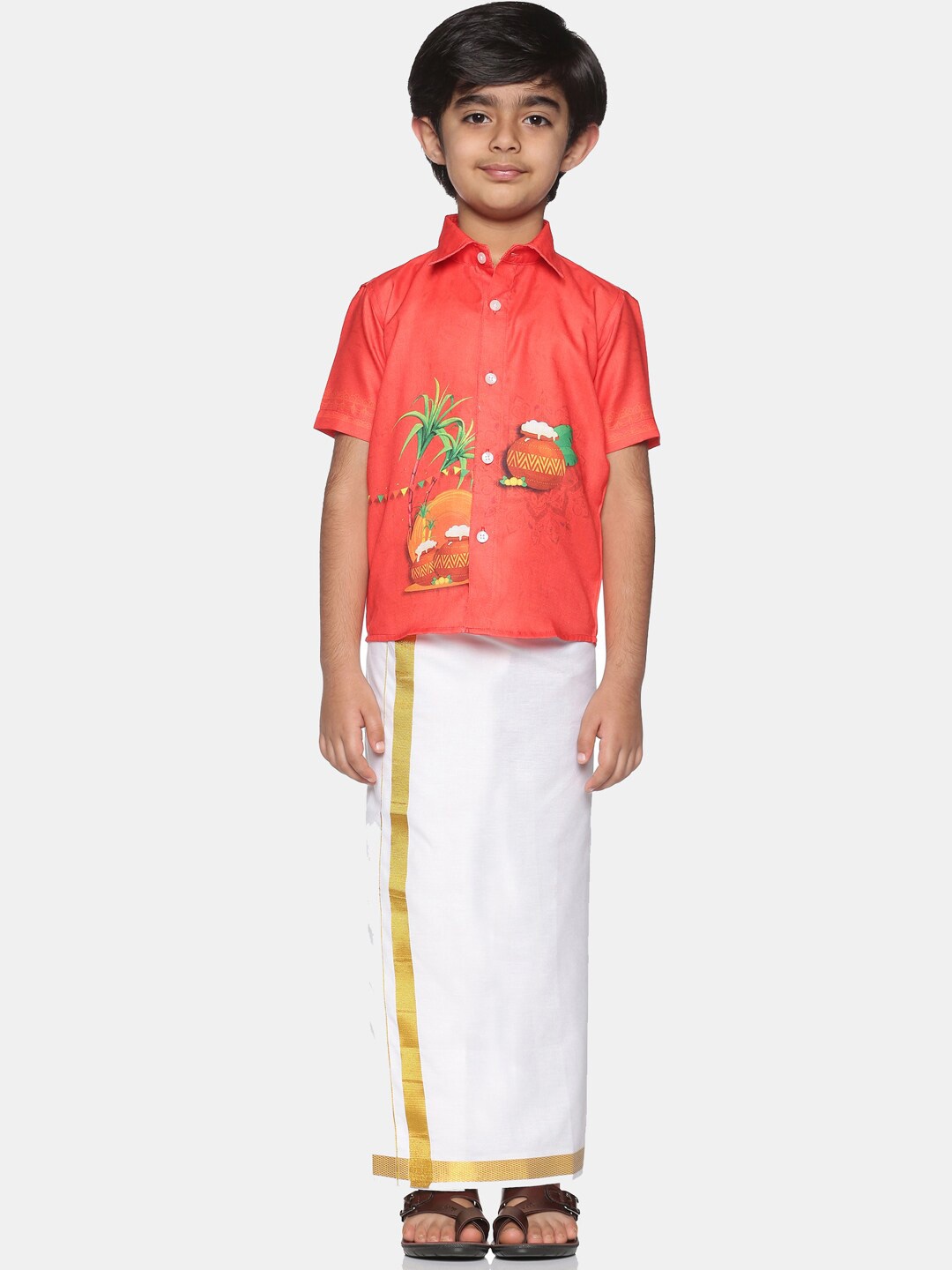 

Sethukrishna Boys Printed Shirt, Red