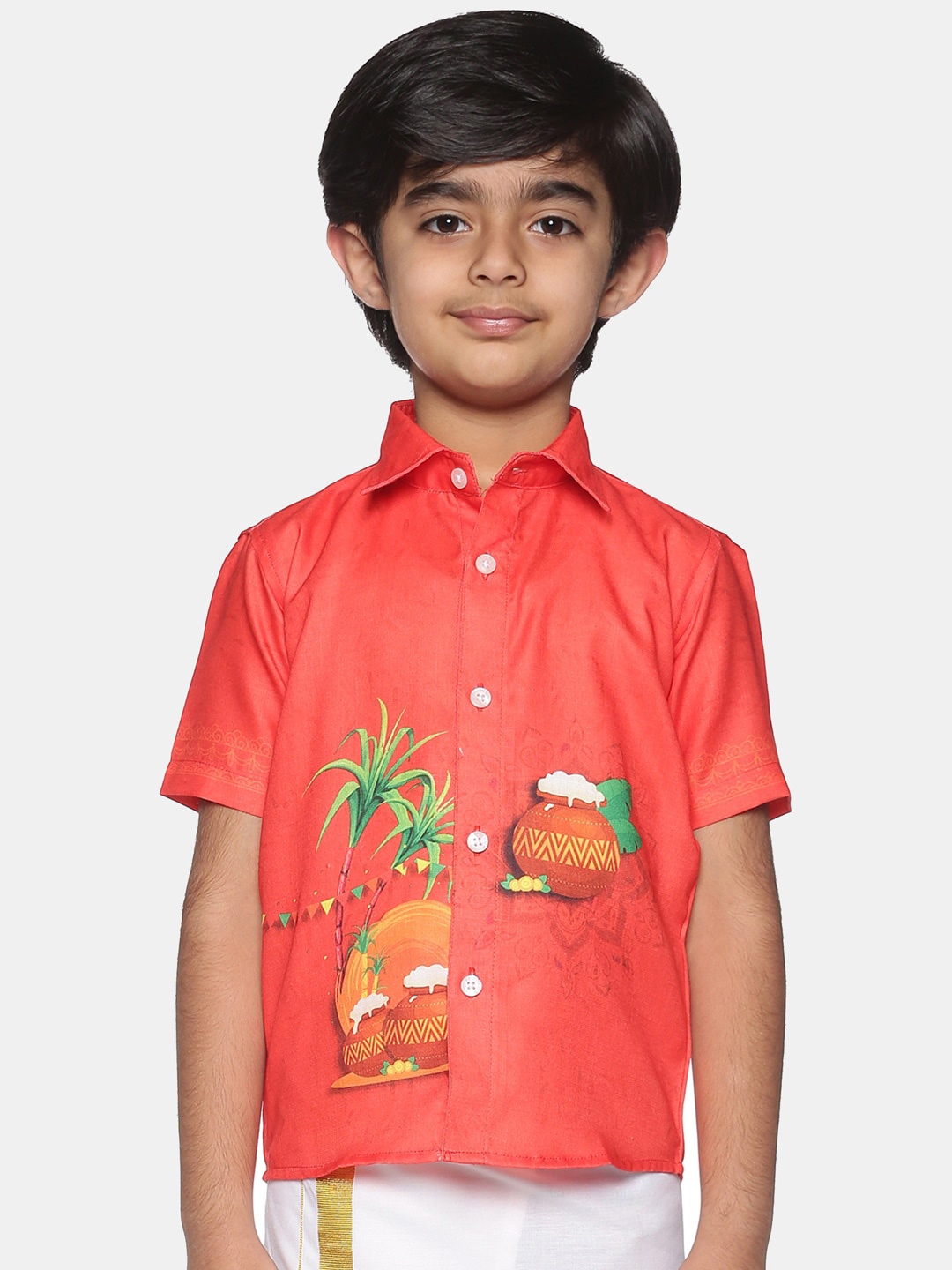 

Sethukrishna Boys Printed Casual Shirt, Red