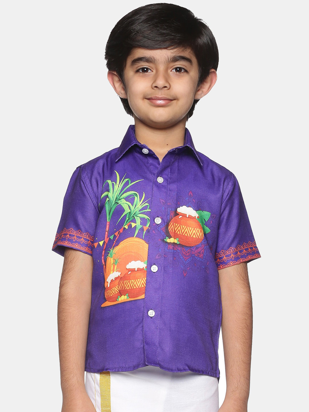 

Sethukrishna Boys Printed Casual Shirt, Violet