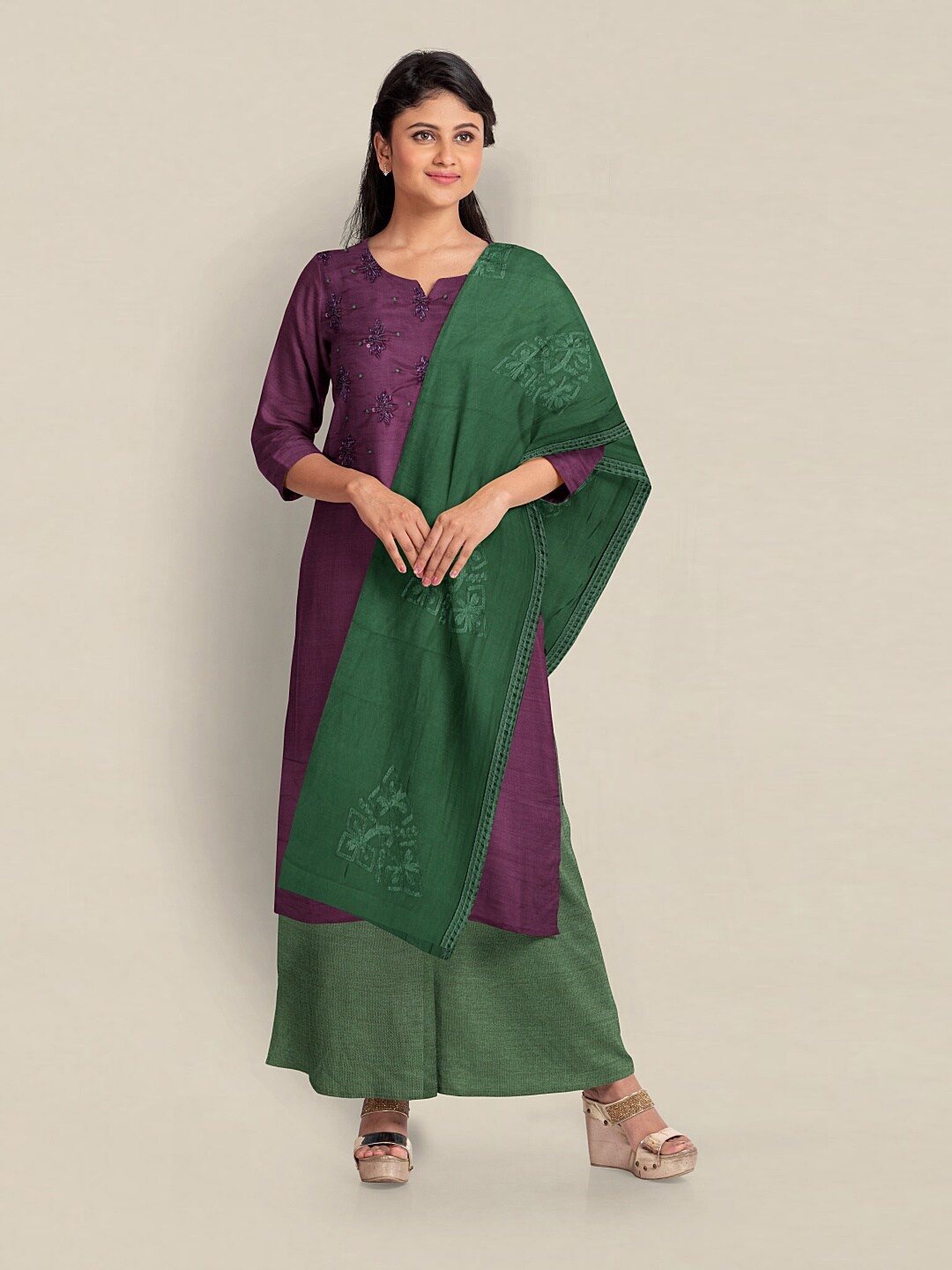 

Pothys Embroidered Unstitched Dress Material, Purple