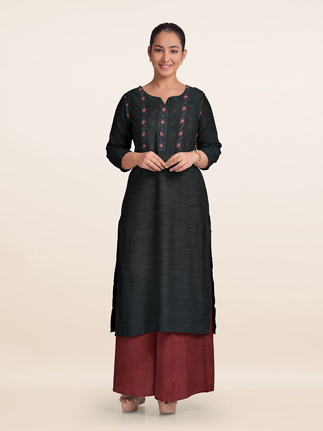 

Pothys Embroidered Unstitched Dress Material, Grey