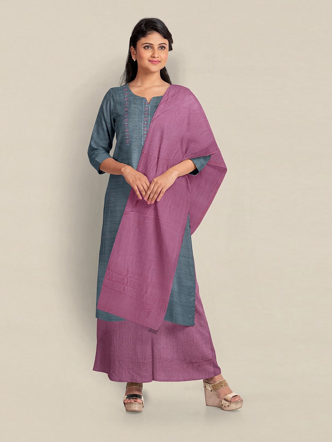 

Pothys Unstitched Dress Material, Grey