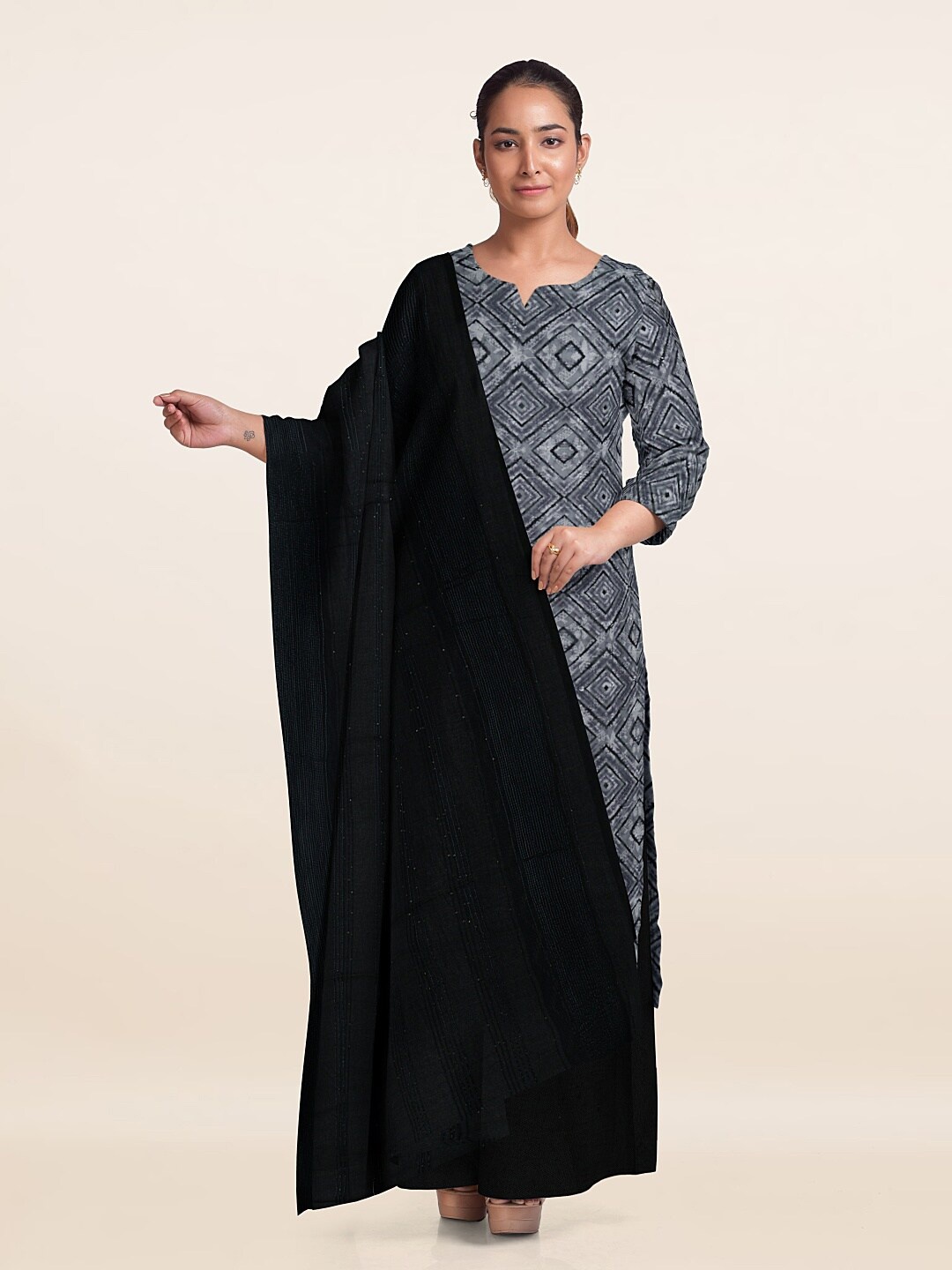 

Pothys Unstitched Dress Material, Grey