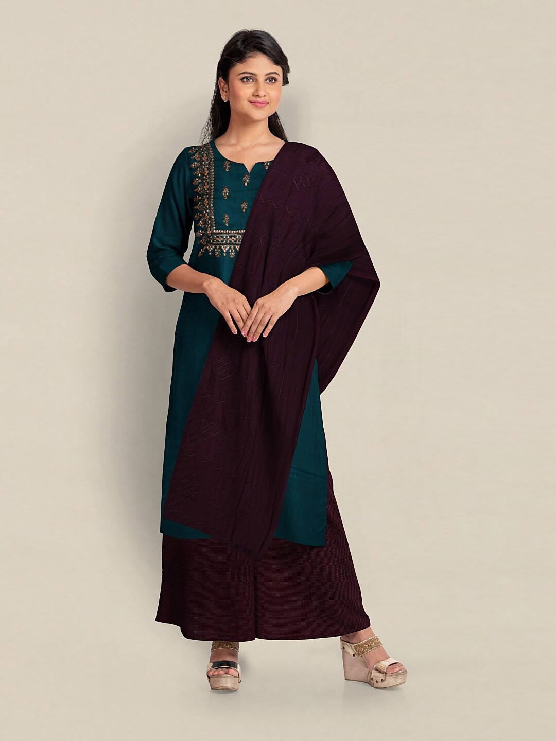 

Pothys Embroidered Unstitched Dress Material, Blue