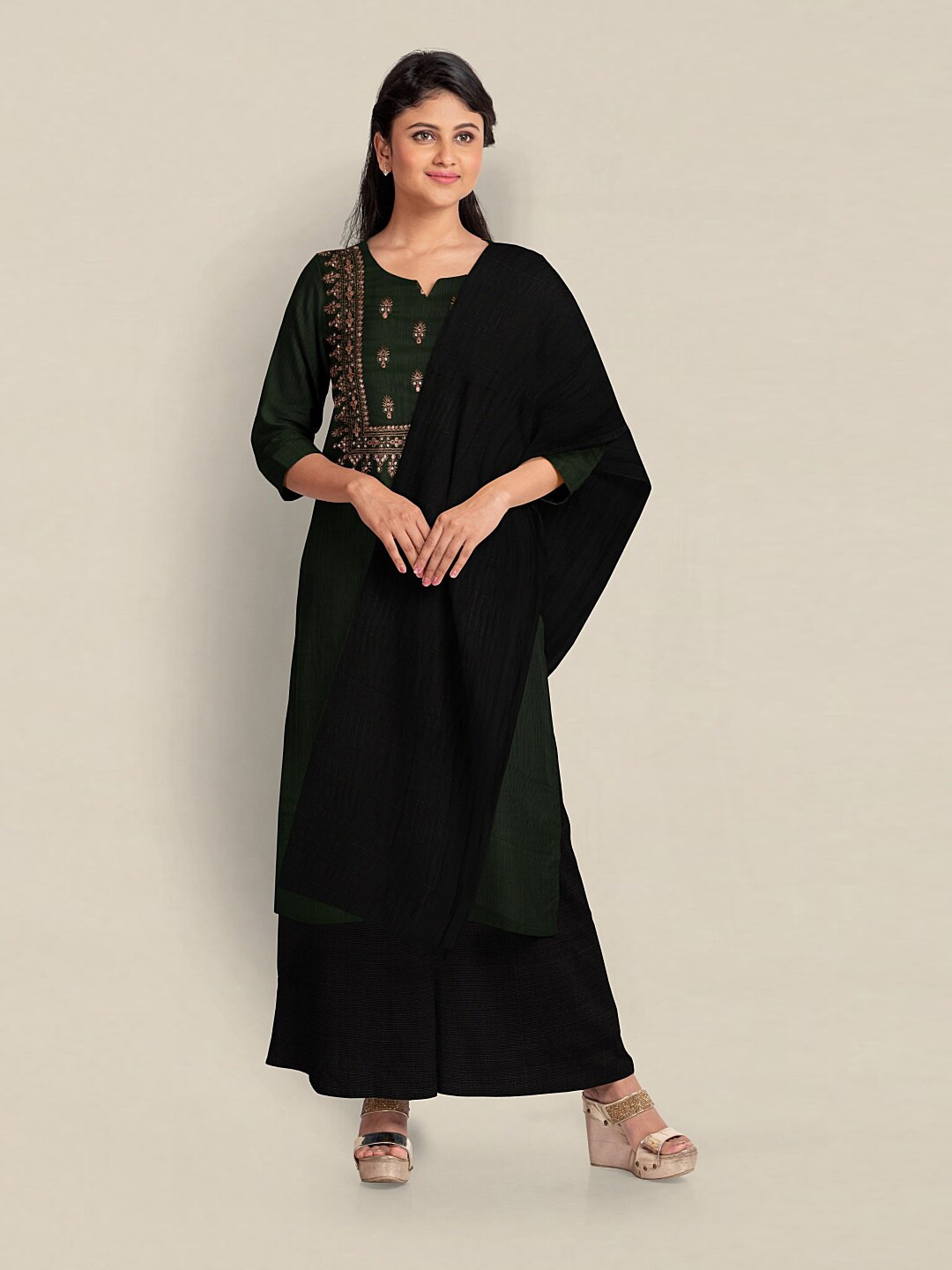 

Pothys Unstitched Dress Material, Green
