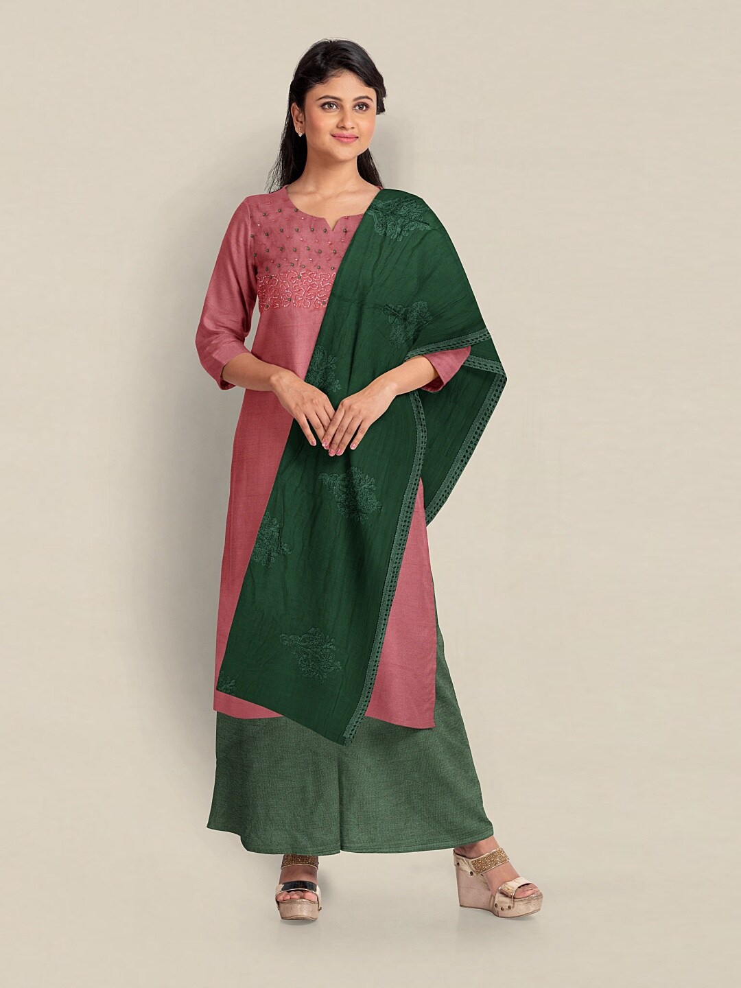 

Pothys Unstitched Dress Material, Pink