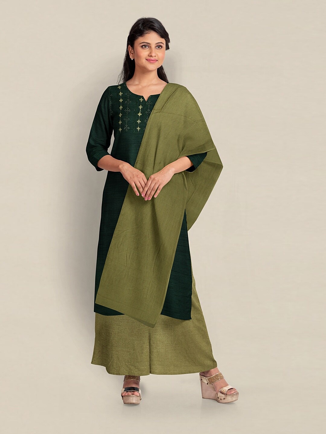 

Pothys Unstitched Dress Material, Green