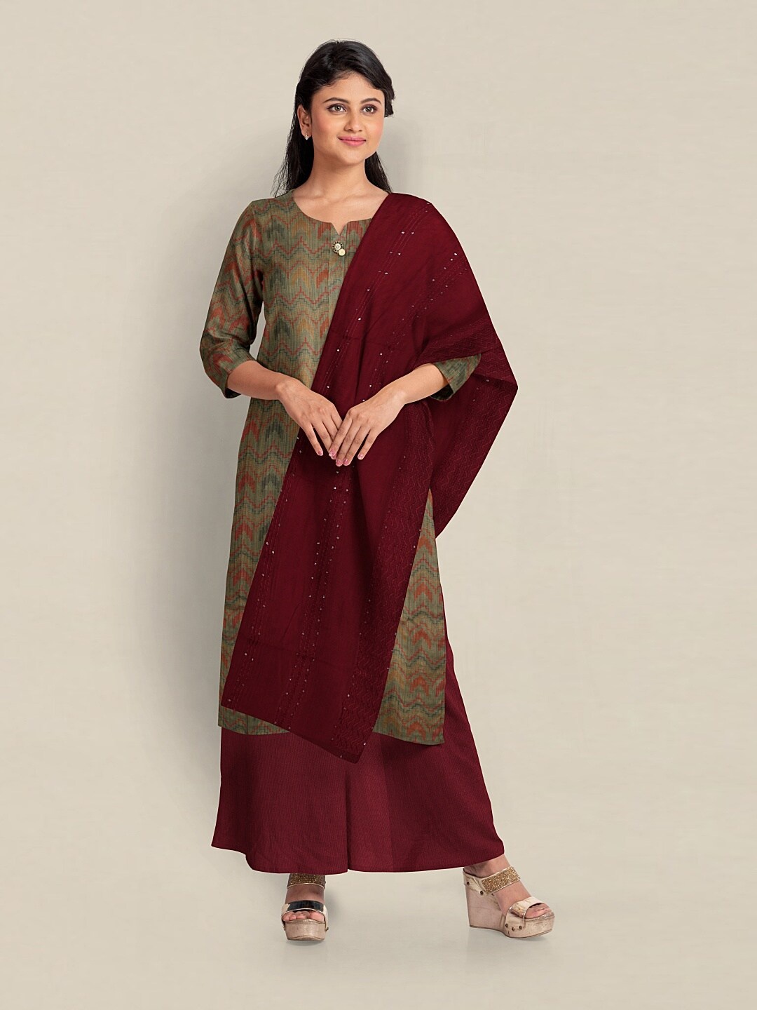 

Pothys Unstitched Dress Material, Green