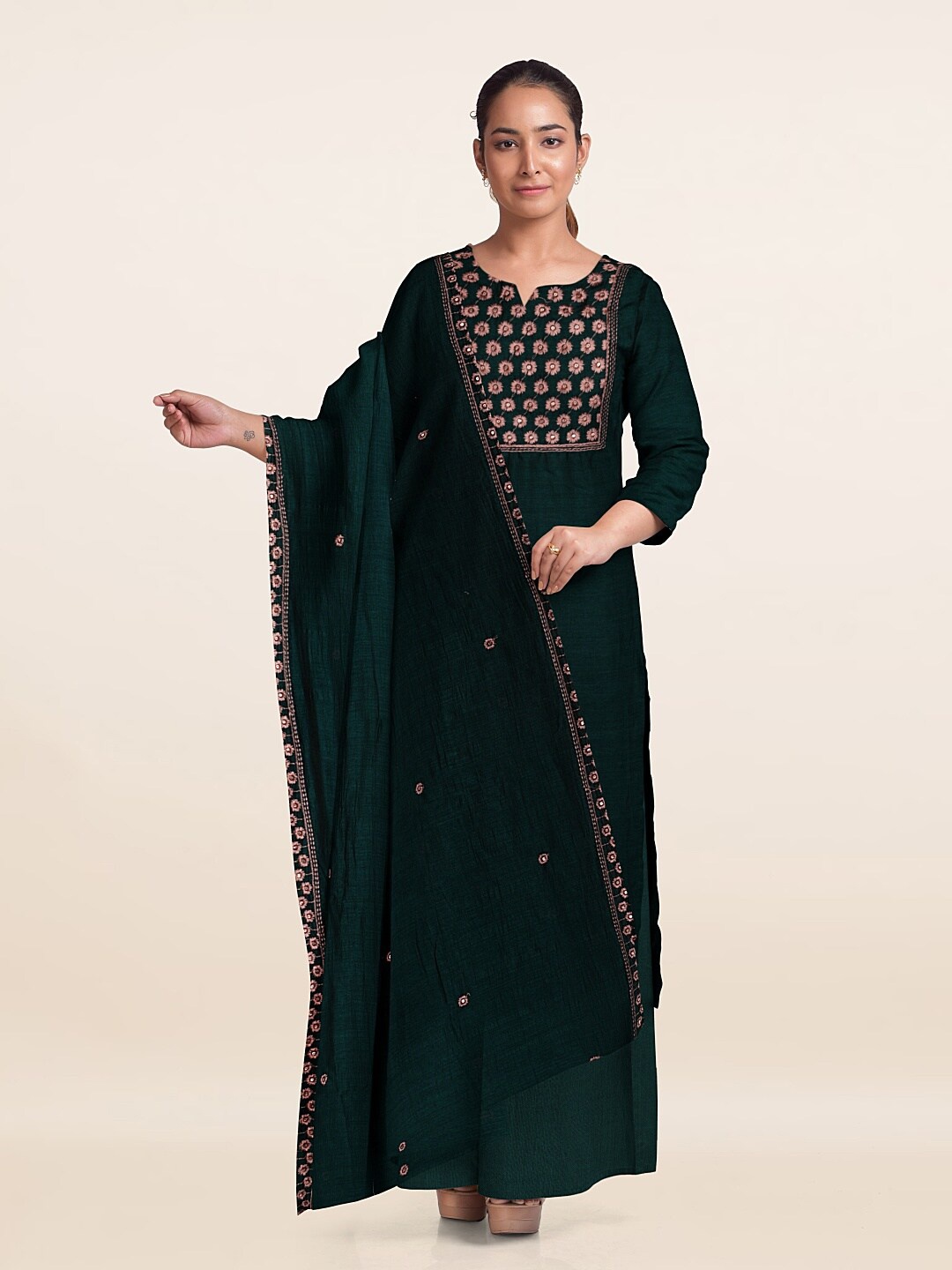 

Pothys Unstitched Dress Material, Green
