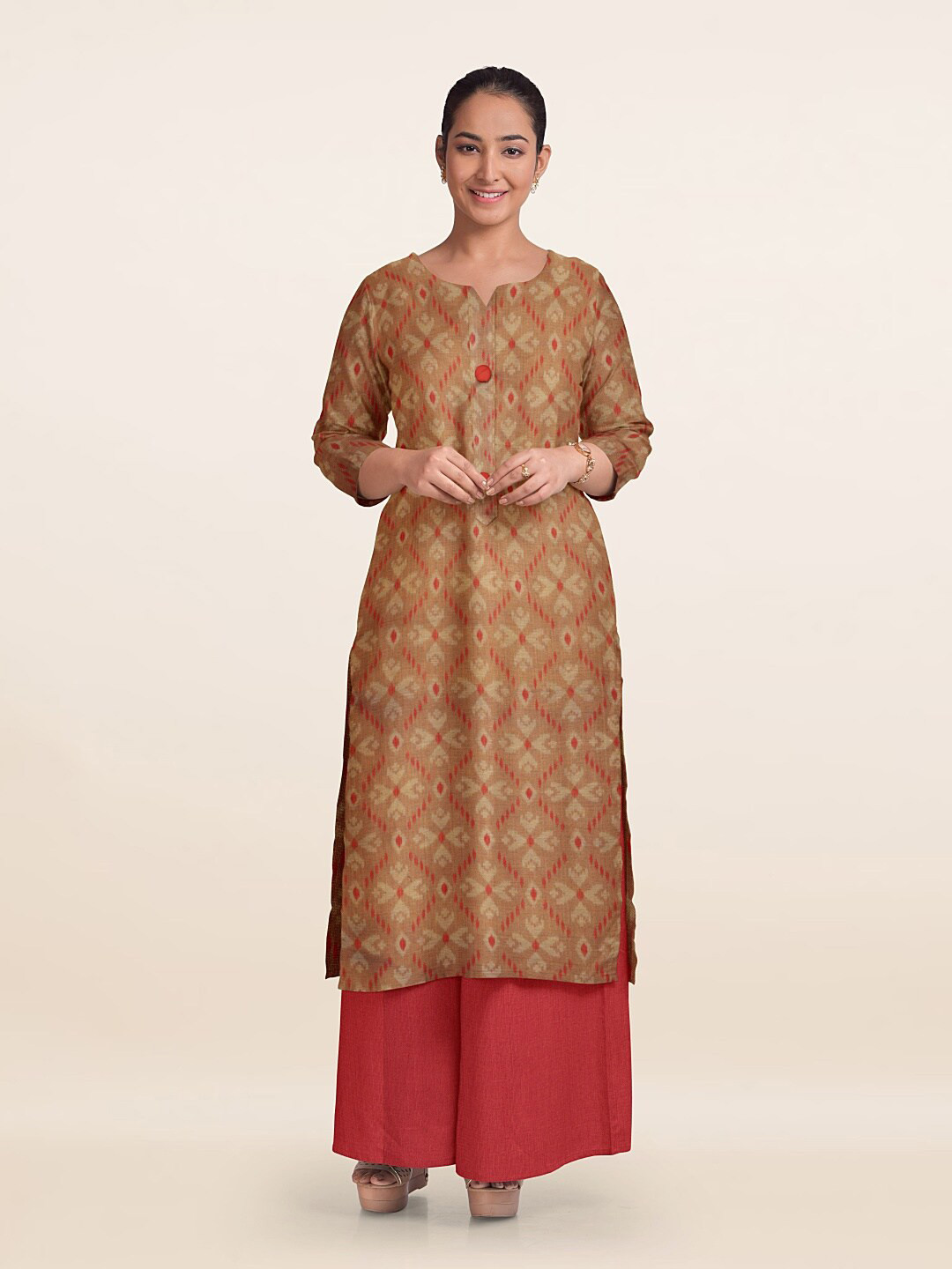 

Pothys Unstitched Dress Material, Gold