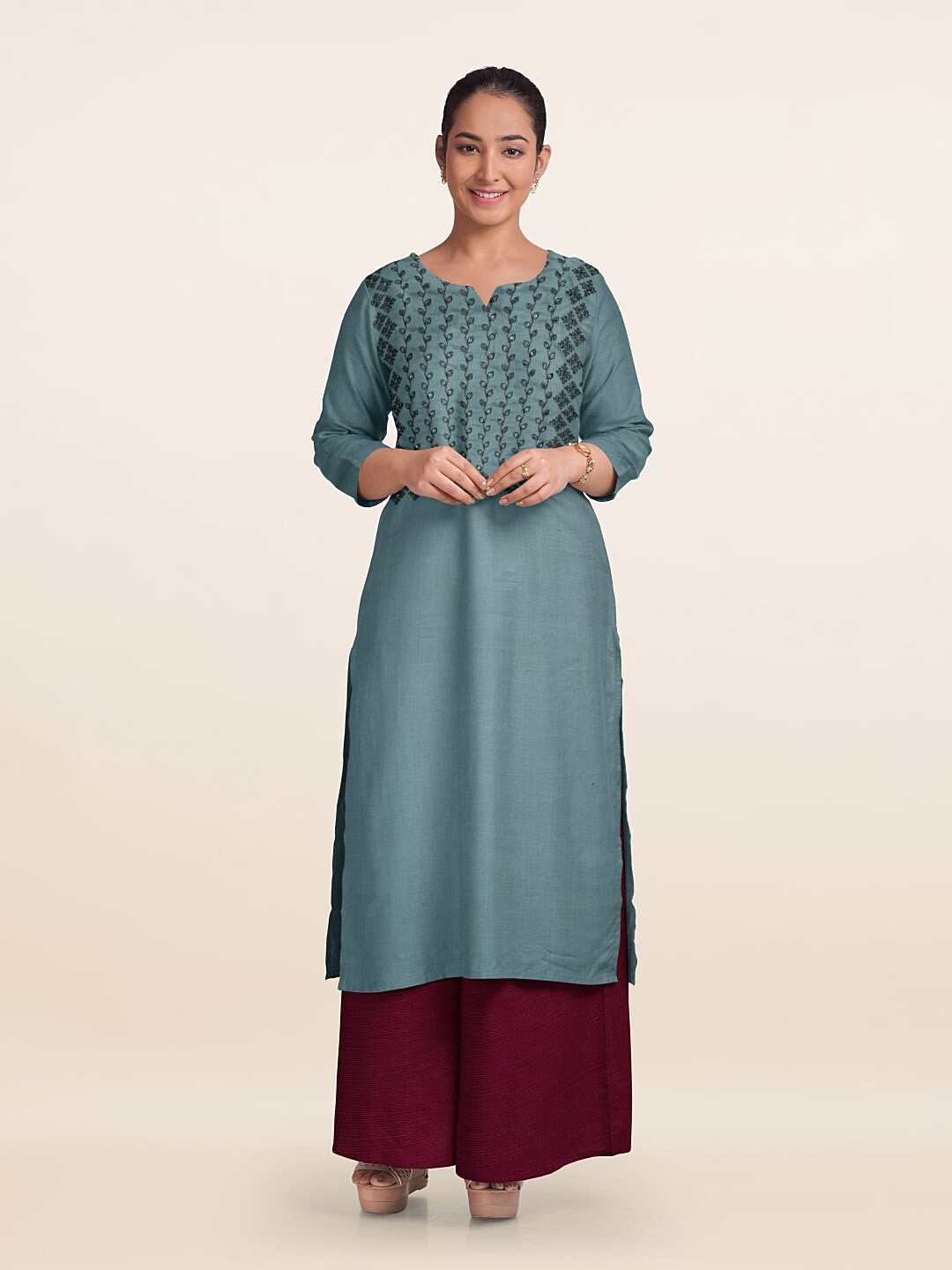 

Pothys Embroidered Unstitched Dress Material, Grey