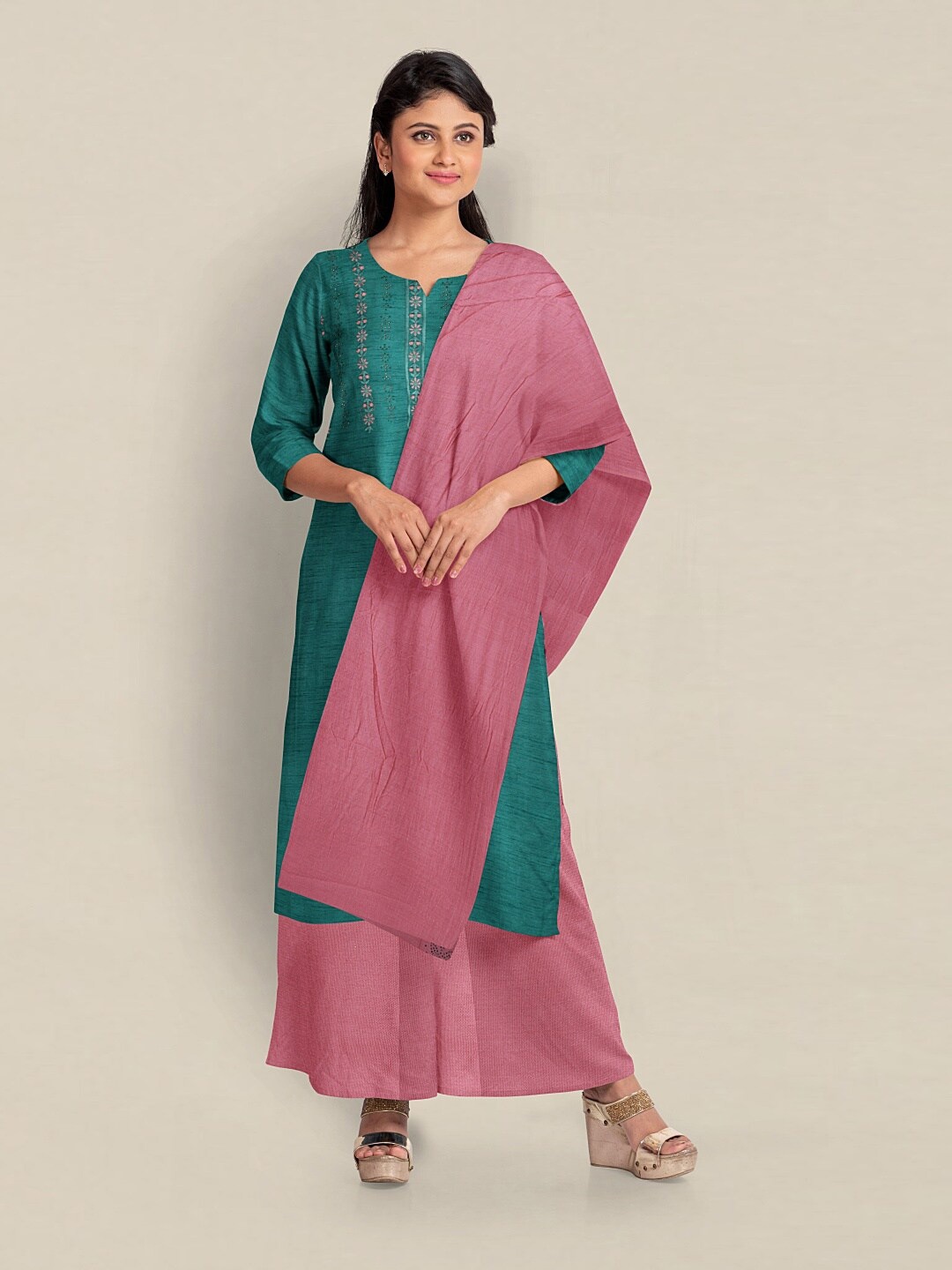 

Pothys Unstitched Dress Material, Blue