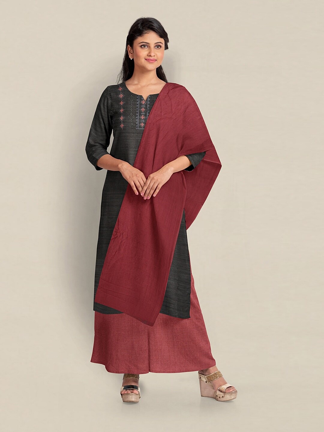 

Pothys Unstitched Dress Material, Grey